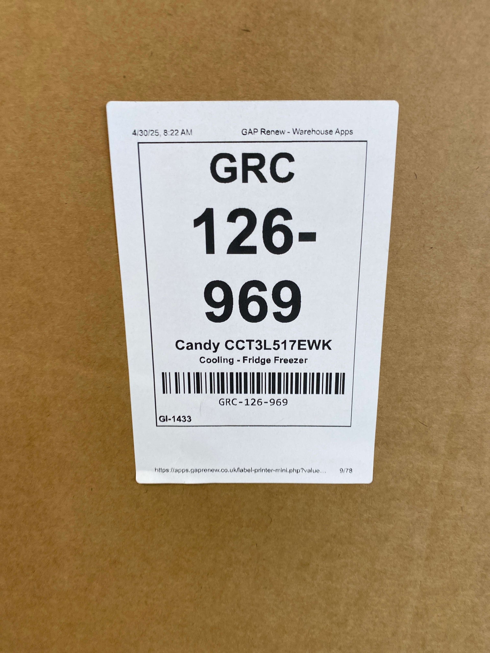 Candy CCT3L517EWK 252 Litre Combi Fridge Freezer