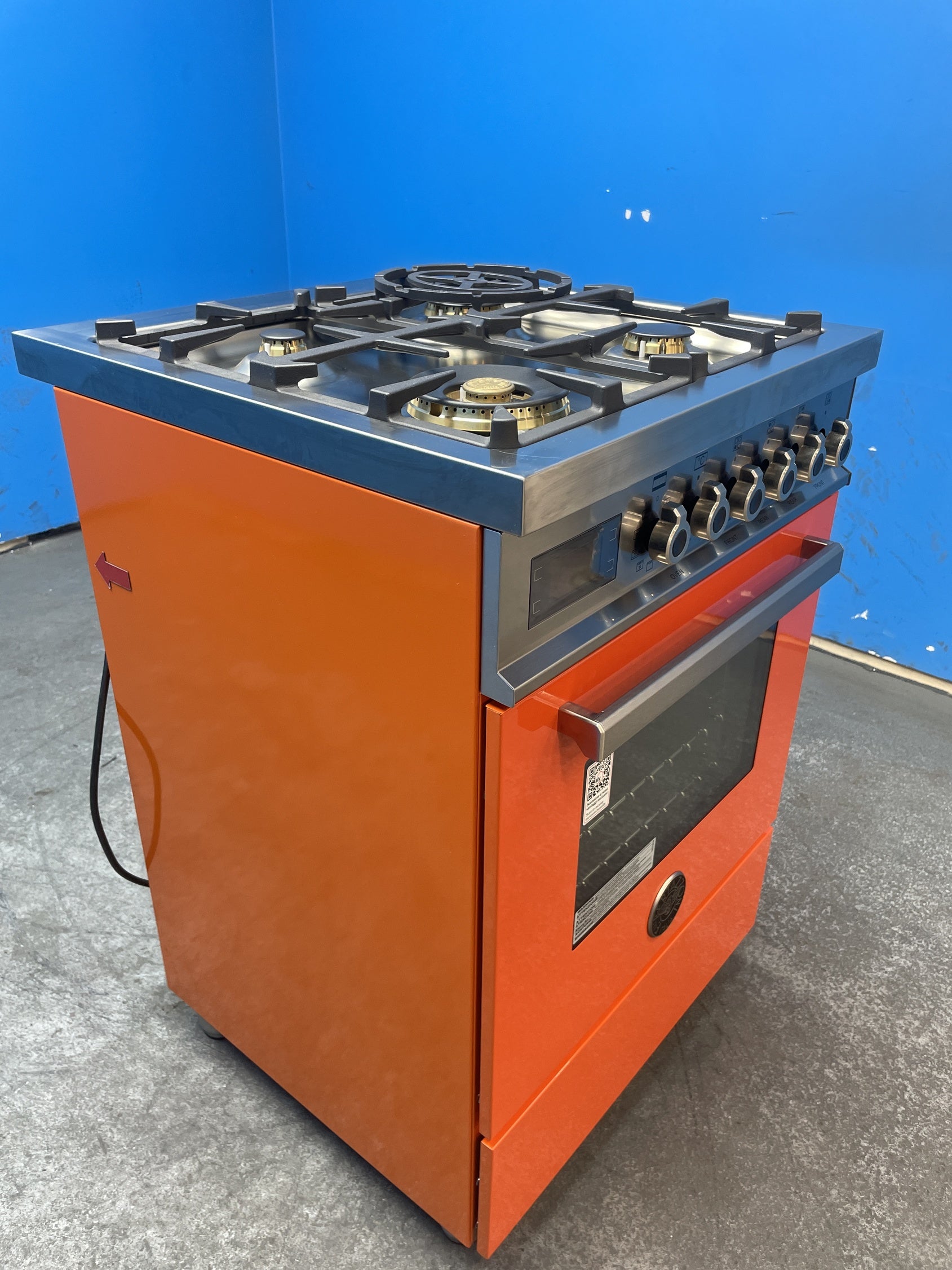 #GRC-163-728 - Bertazzoni 60cm Dual Fuel Range Cooker – 69L Single Oven, 4 Gas Burners, Cast Iron Supports