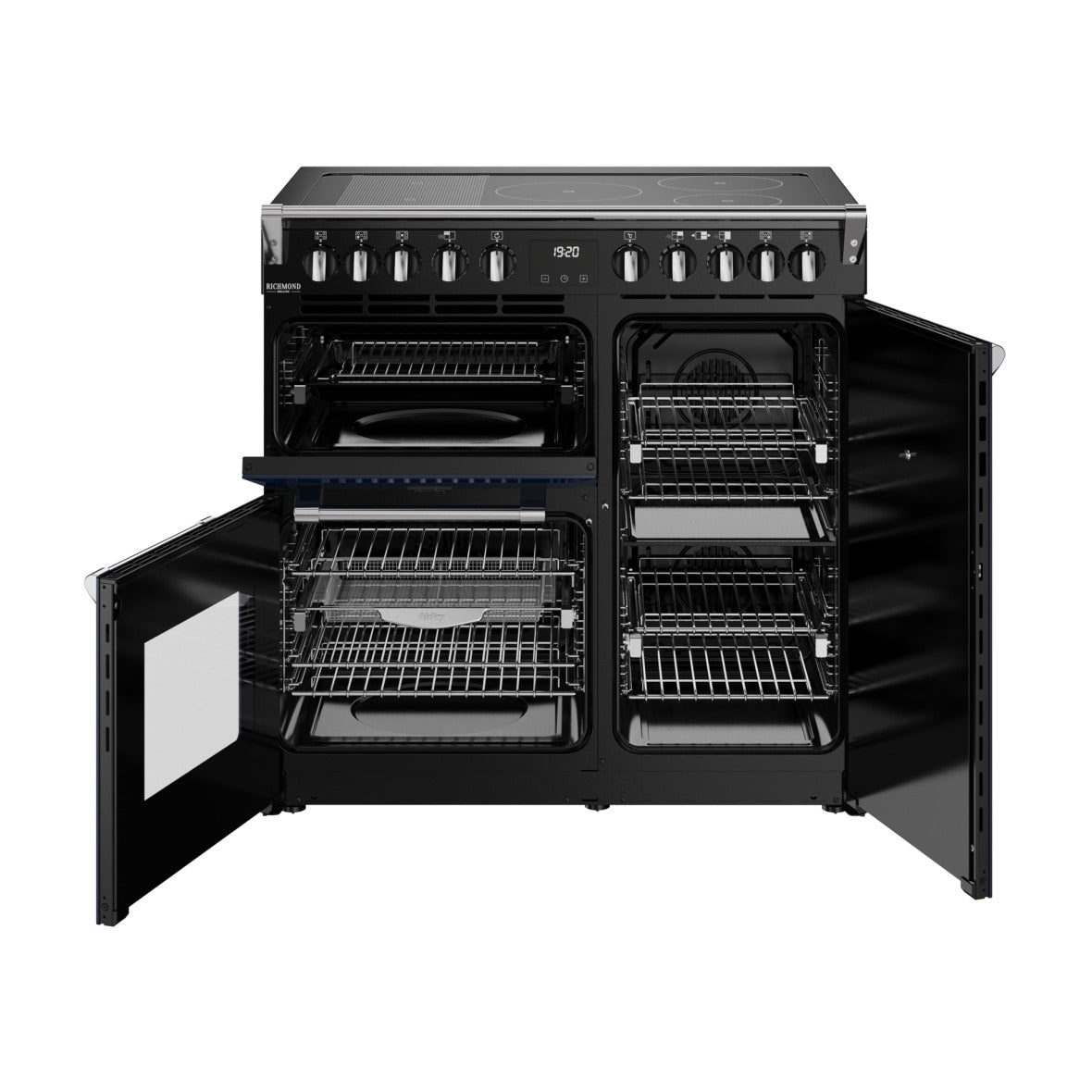 Stoves Richmond Deluxe 90cm Electric Induction Range Cooker – Quad Oven, AirFry, Bridgeable Hob, Midnight Blue – Renew 2 U