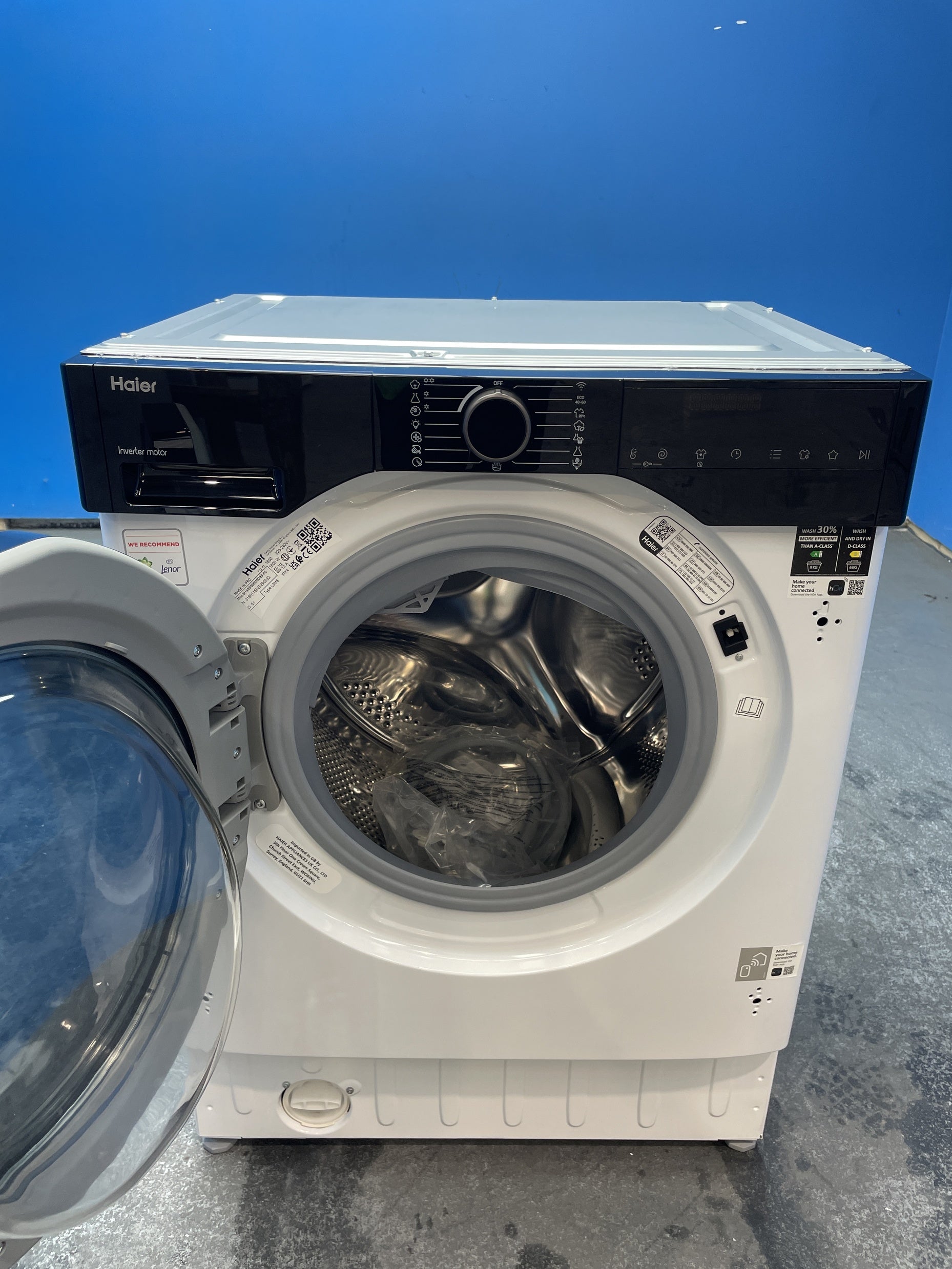 #GRC-163-357 - Haier Integrated Washer Dryer – 9kg Wash, 6kg Dry, 1600rpm, WiFi Connected, White