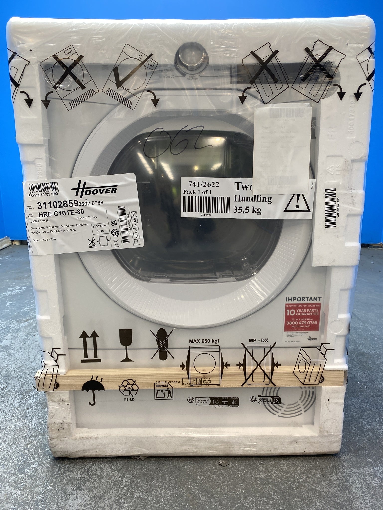 #GRC-157-295 - Hoover HRE C10TE-80 10kg Condenser Tumble Dryer