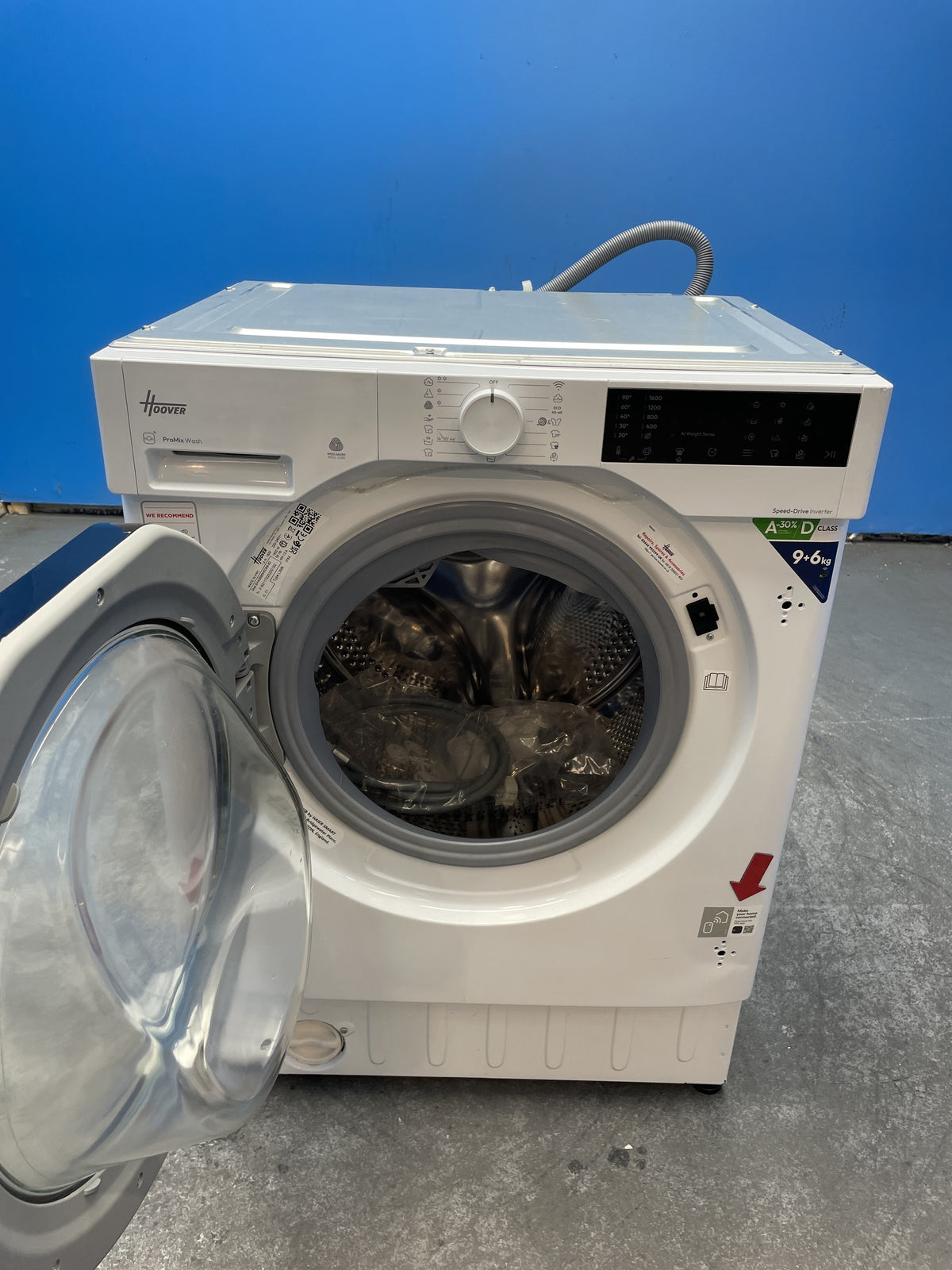 #GRC-163-431 - Hoover Integrated Washer Dryer – 9kg Wash, 6kg Dry, 1600rpm, WiFi Connected, White