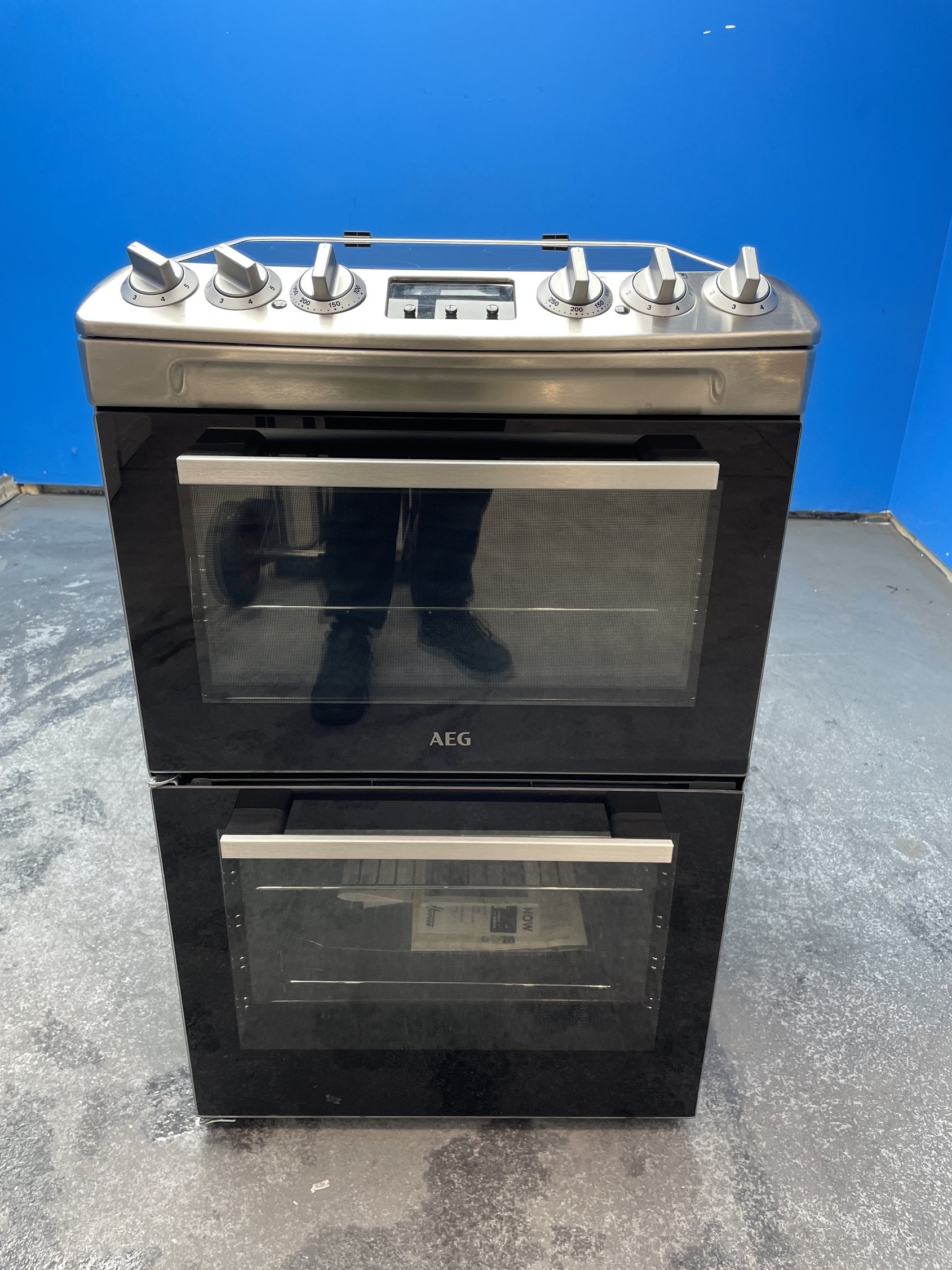 #GRC-163-727 - AEG 55cm Electric Double Oven Cooker – 116L Total Capacity, Catalytic Cleaning, Ceramic Hob