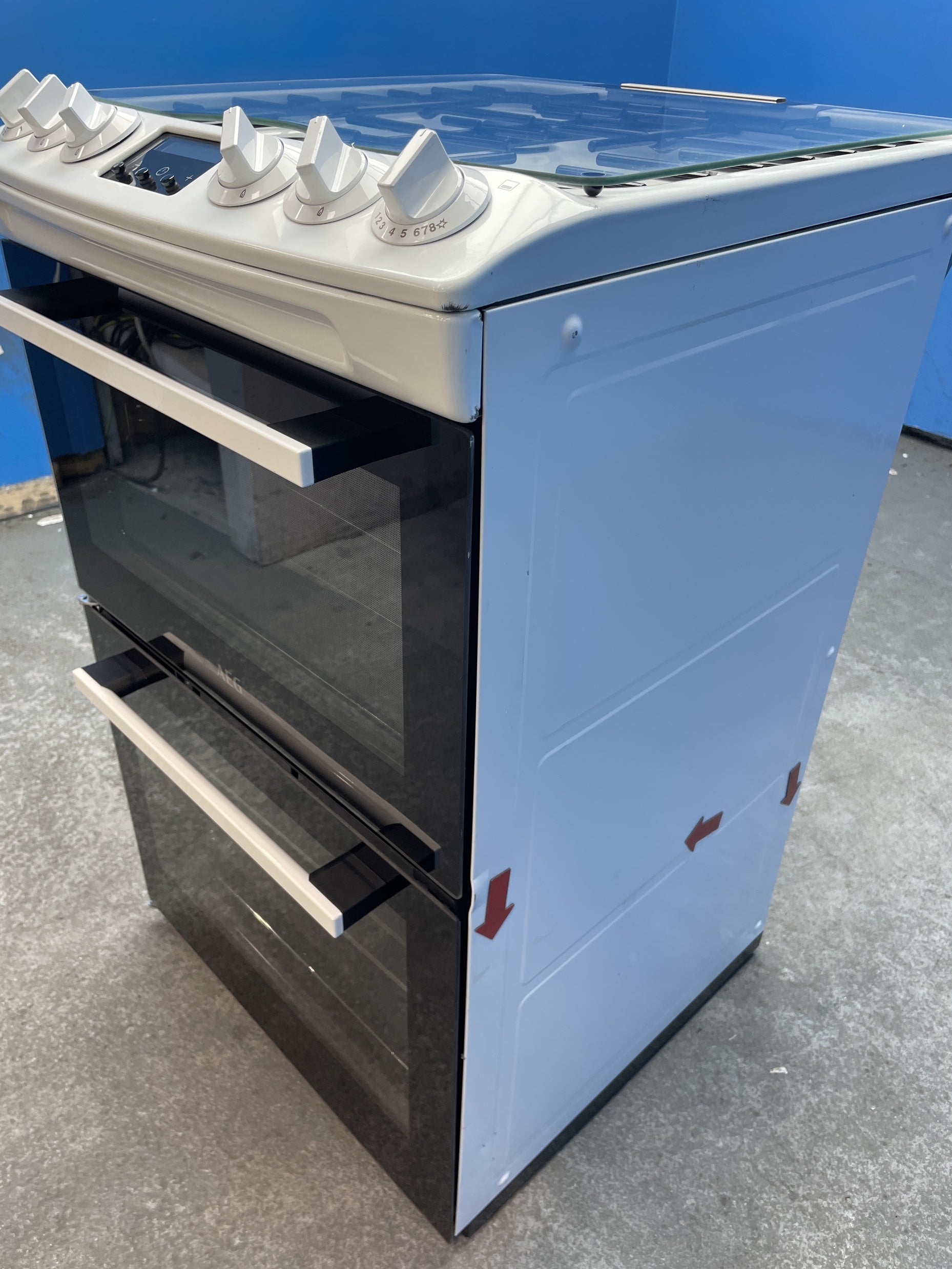 #GRC-158-229 - AEG CGX1130ACW 55cm Double Oven Gas Cooker with 4-Burner Hob