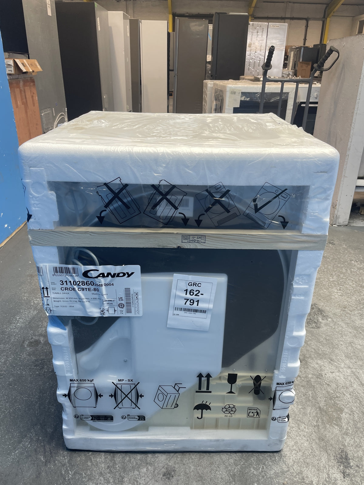 #GRC-162-791 - Candy Smart Pro 9kg Condenser Tumble Dryer – WiFi Connected, White, 59.0cm Wide