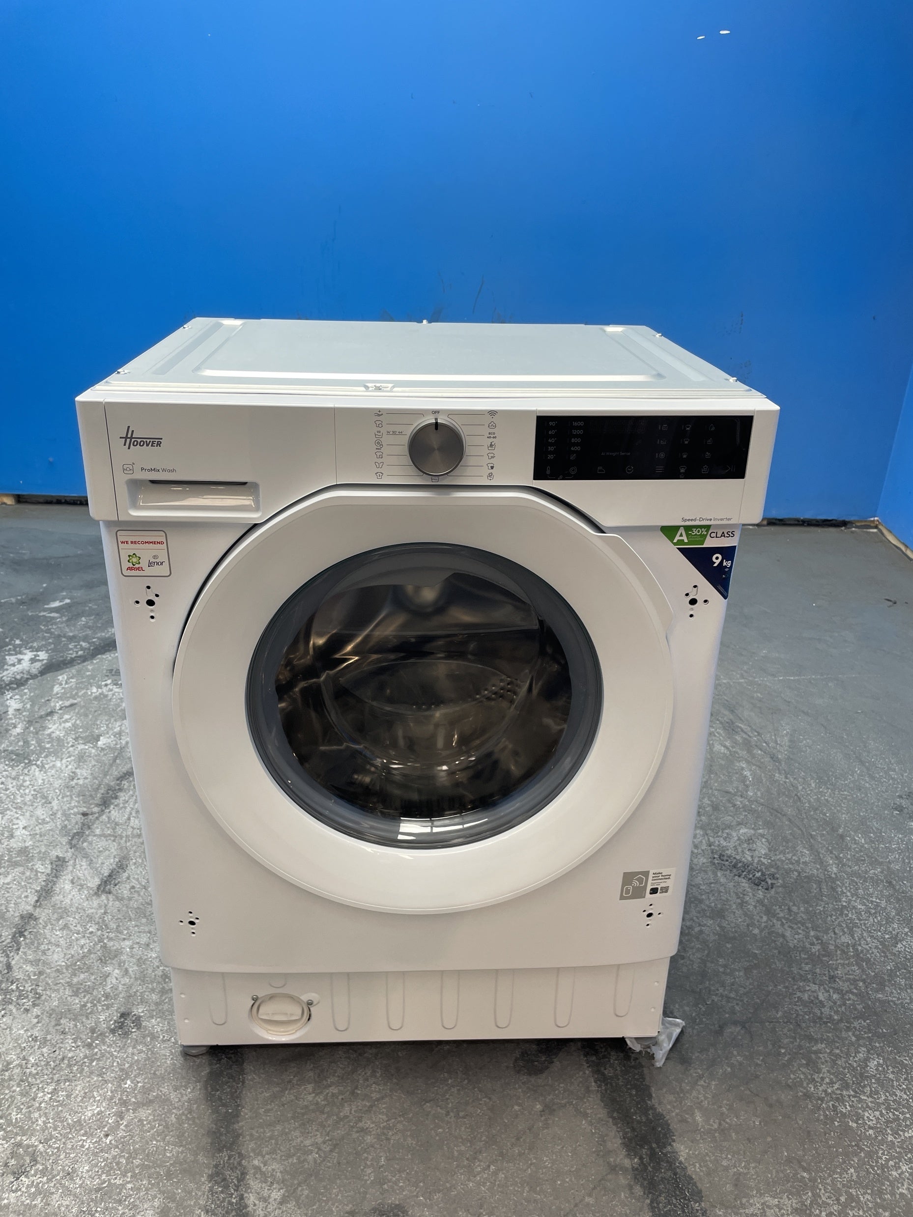 #GRC-163-346 - Hoover 9kg 1600rpm Integrated Washing Machine – AI Weight Sense, White
