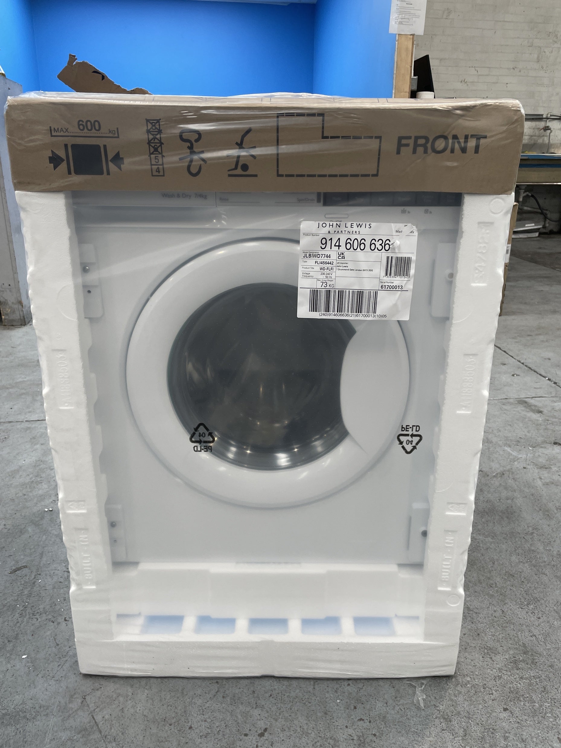 #GRC-158-691 - John Lewis JLBIWD7744 Integrated 7/4kg 1600rpm Washer Dryer