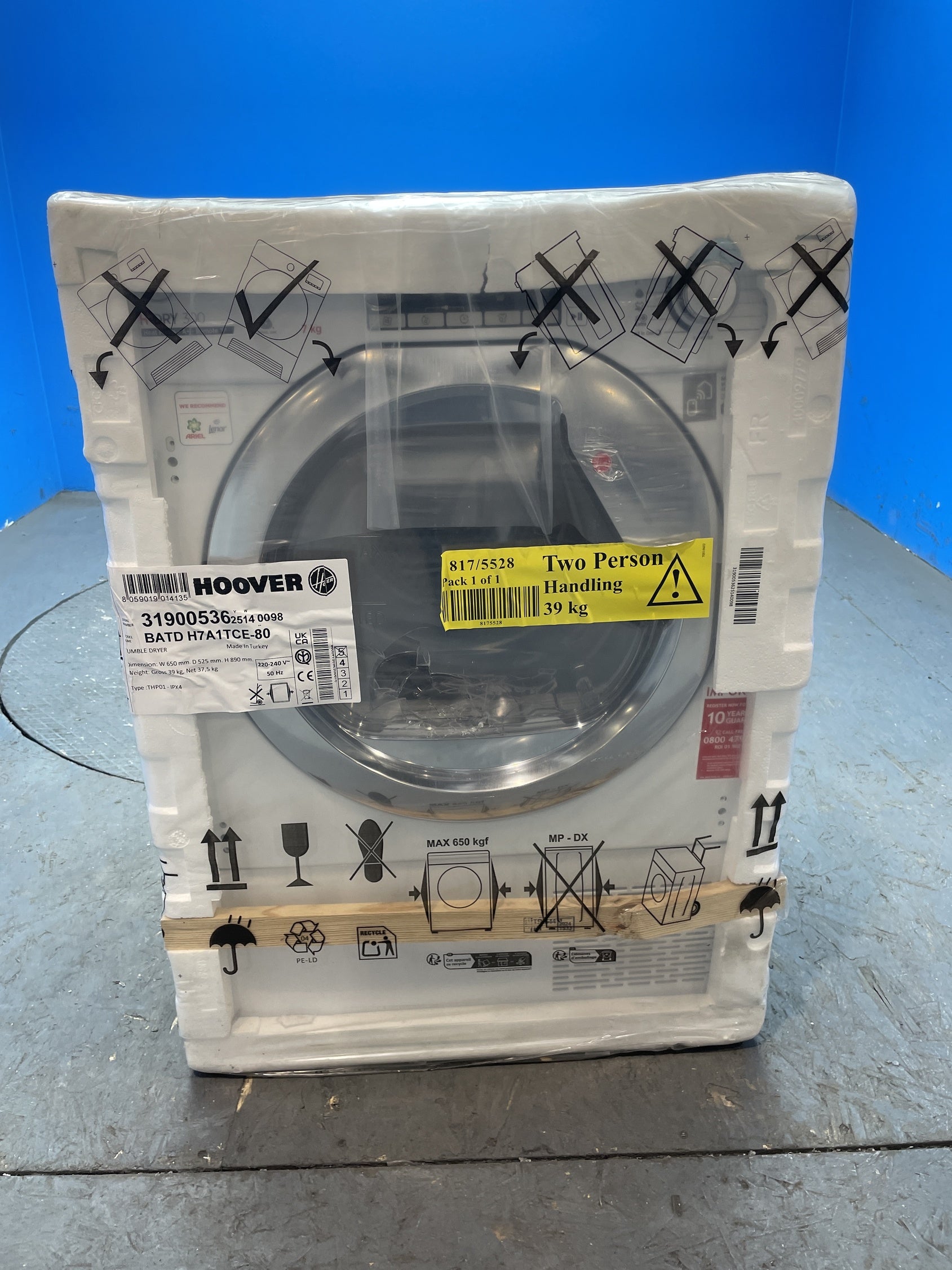 #GRC-135-114 - Hoover BATD H7A1TCE Integrated 7kg Heat Pump Tumble Dryer