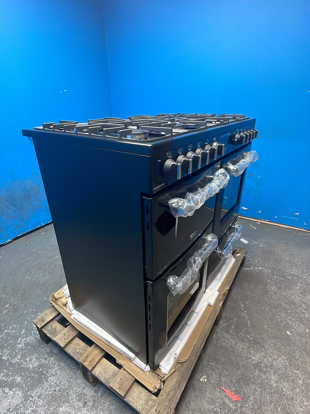 #GRC-164-293 - Belling Farmhouse 100cm Dual Fuel Range Cooker – 157L, AirFry, Black