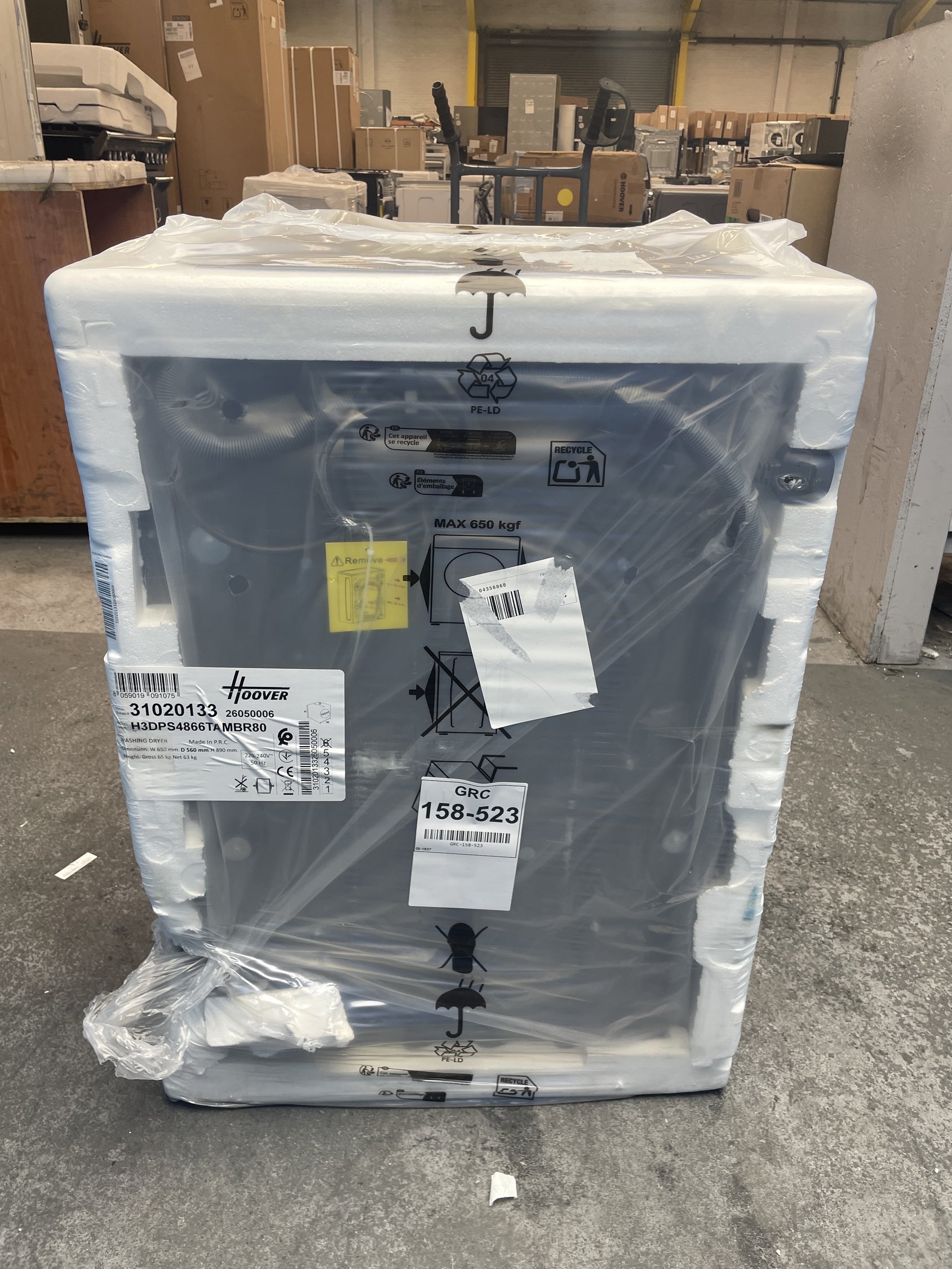 #GRC-158-523 - Hoover H3DPS4866TAMBR80 WiFi Enabled 8/6kg 1400rpm Washer Dryer