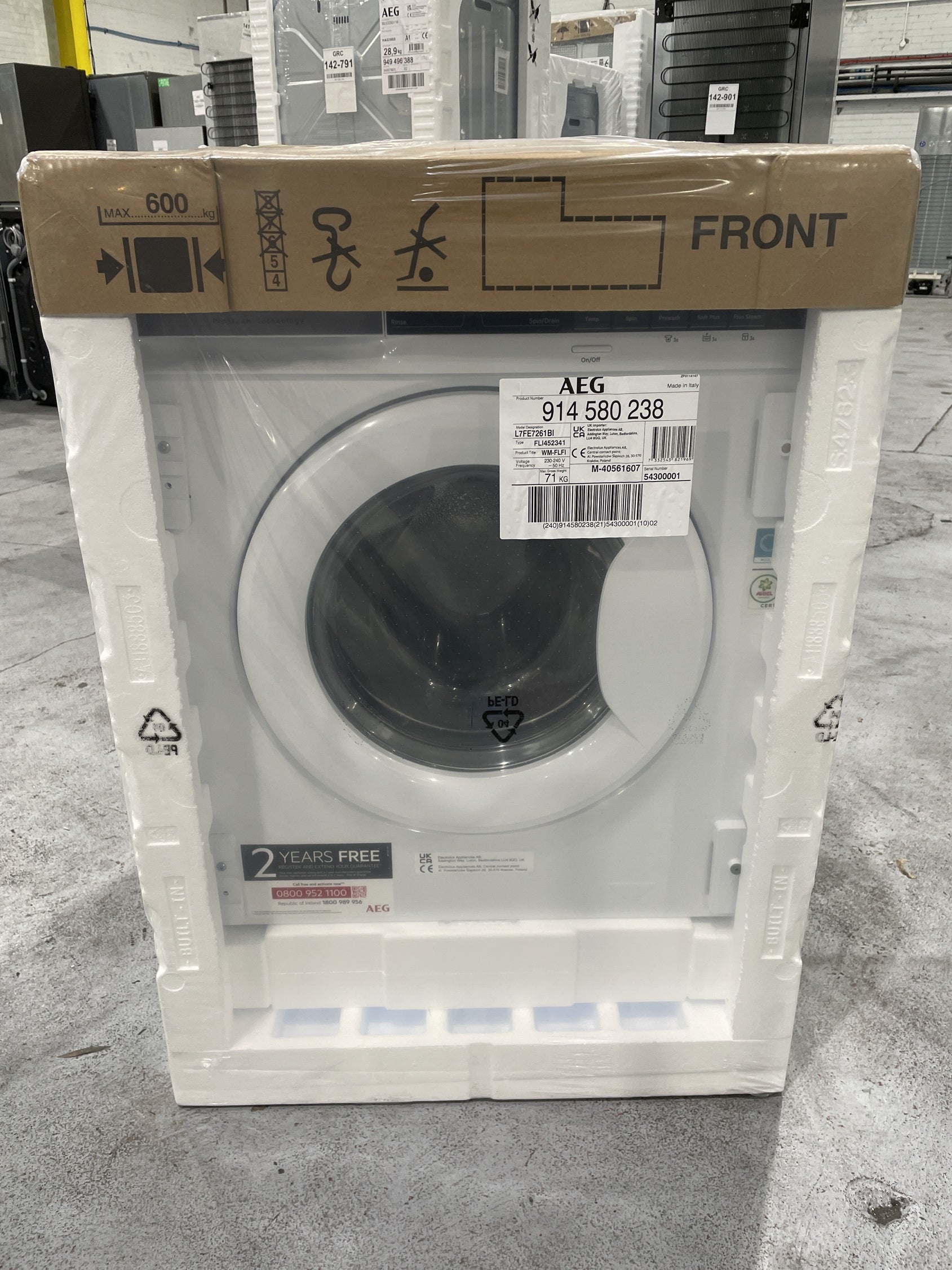 #GRC-142-795 - AEG 7000 Series L7FE7261BI Integrated 7kg 1200rpm Washing Machine