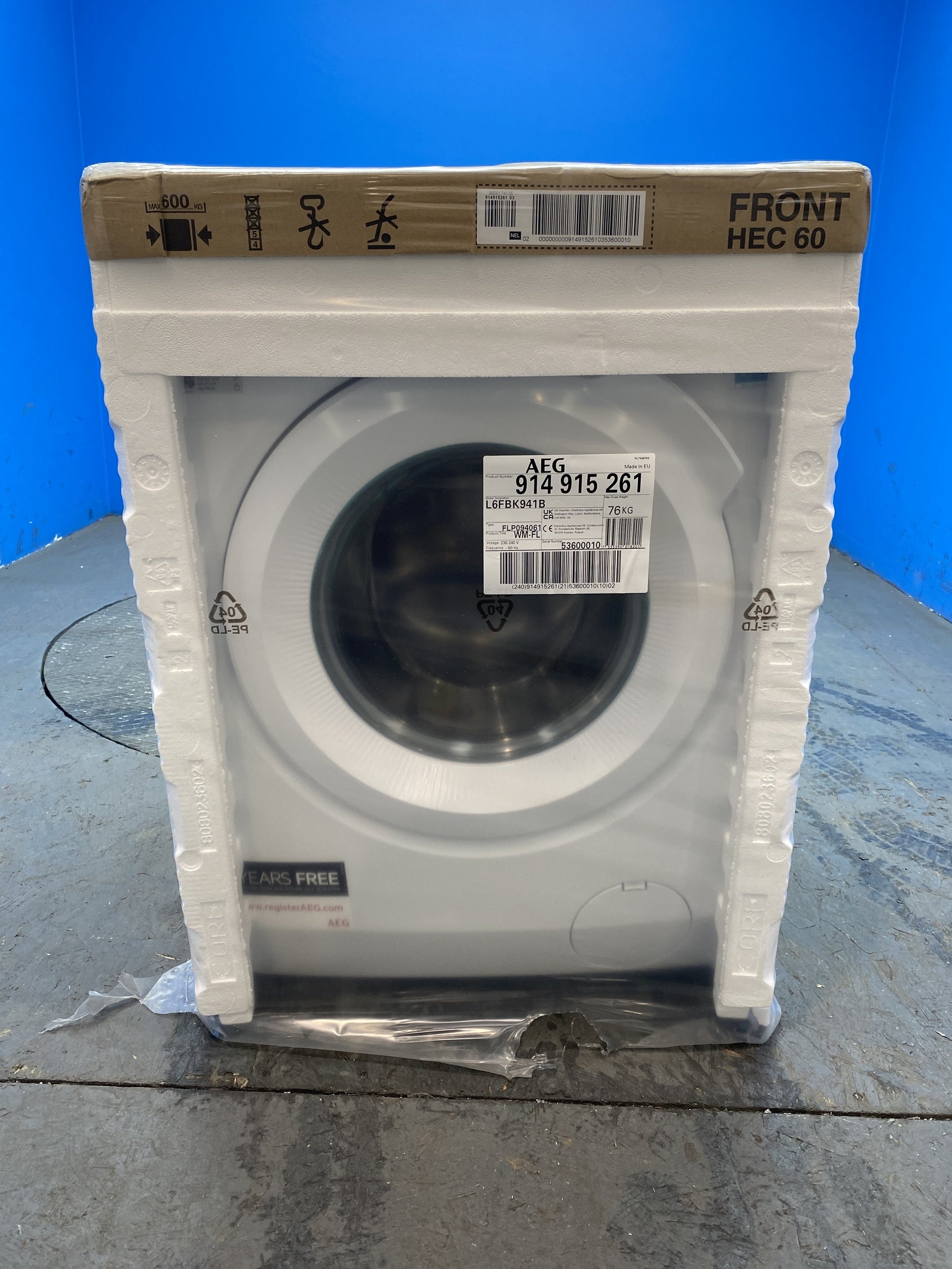 #GRC-154-152 - AEG 6000 Series L6FBK941B 9kg 1400rpm Washing Machine