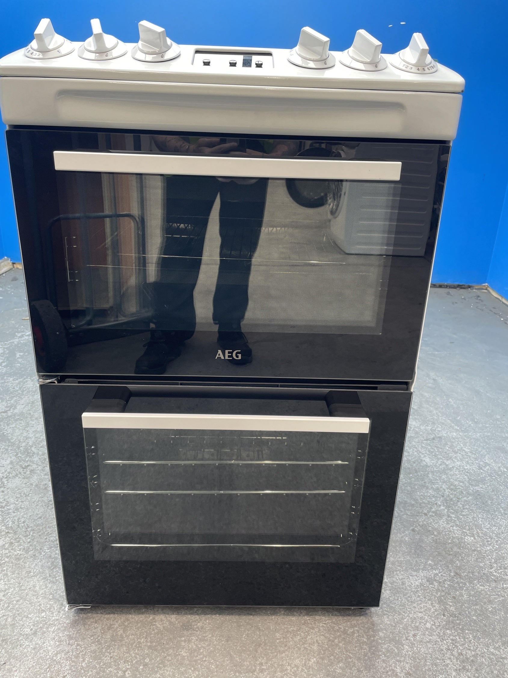 #GRC-158-229 - AEG CGX1130ACW 55cm Double Oven Gas Cooker with 4-Burner Hob