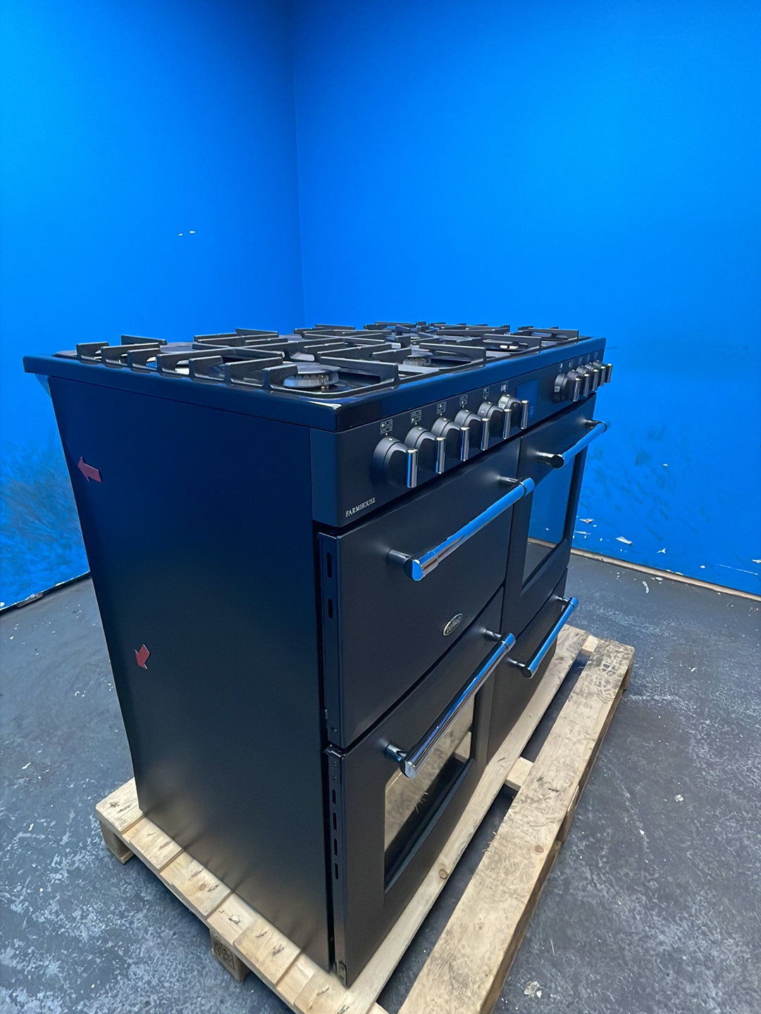 #GRC-164-342 - Belling Farmhouse 100cm Dual Fuel Range Cooker – 157L, AirFry, Grey