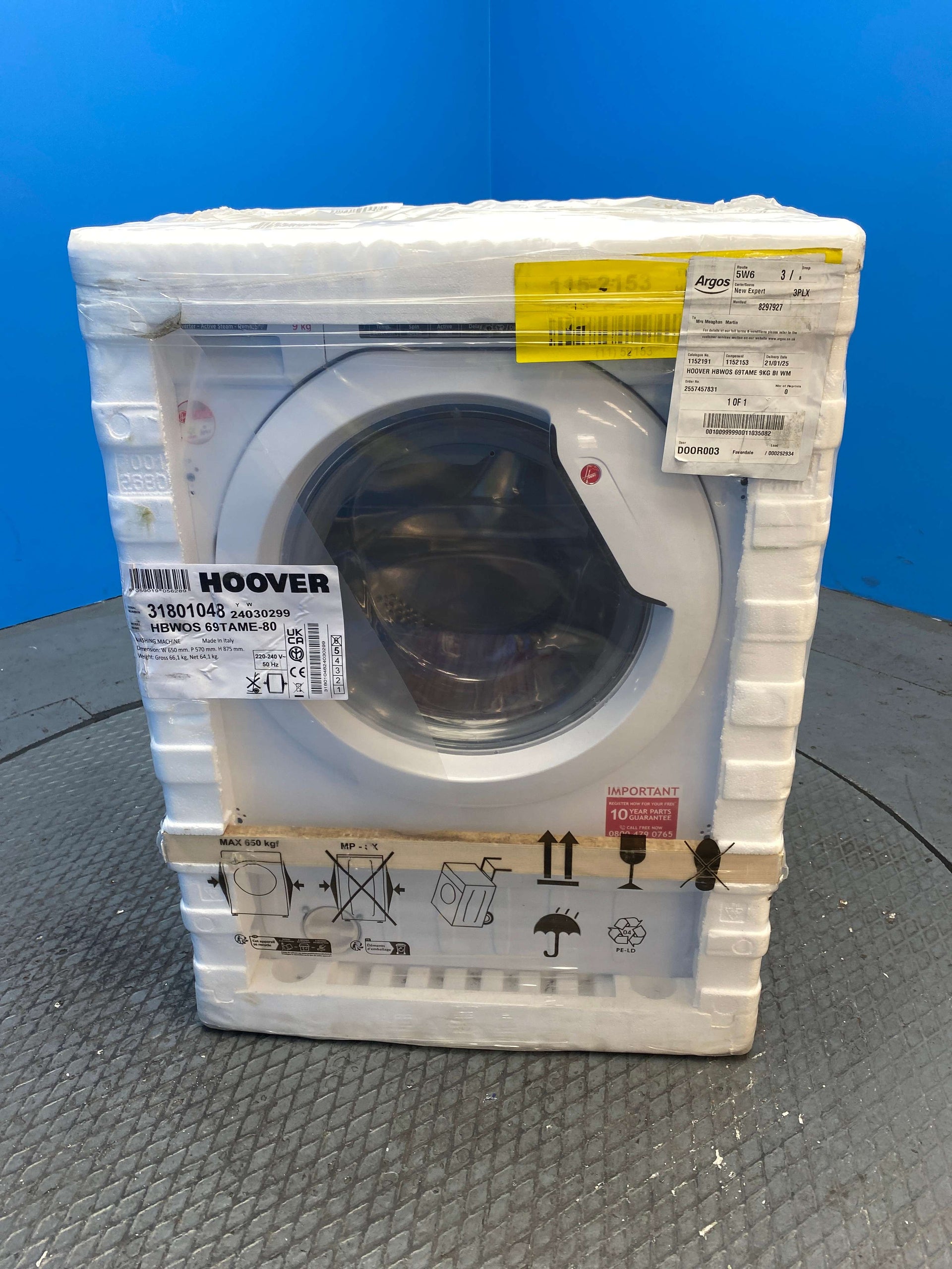 Hoover HBWOS69TAME 9kg 1600 Spin Built In Washing Machine