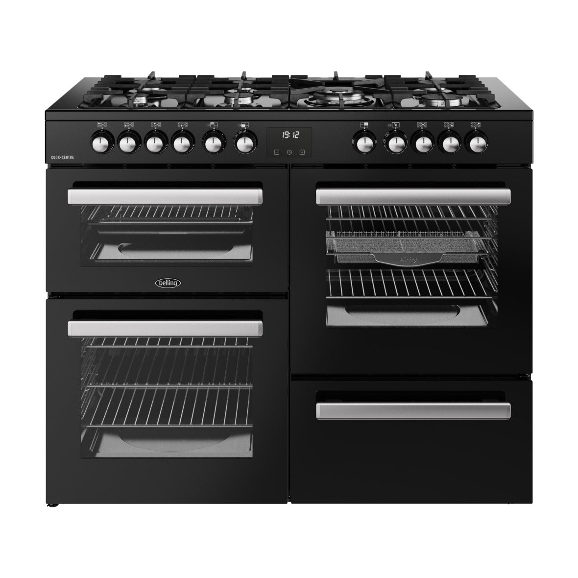 Belling Cookcentre 110DF Dual Fuel Range Cooker – 199L Capacity, 7 Burner Gas Hob, AirFry Mode – Renew 2 U