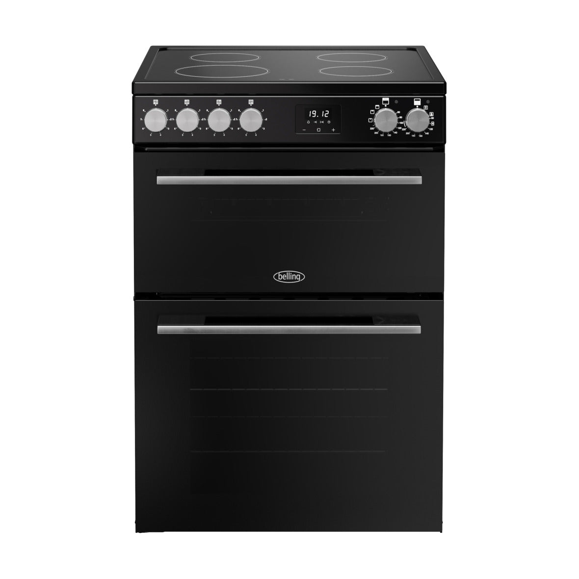 Belling Vision 60E Electric Double Oven Cooker – 99L Capacity, Ceramic Hob, Black & Silver Steel – Renew 2 U
