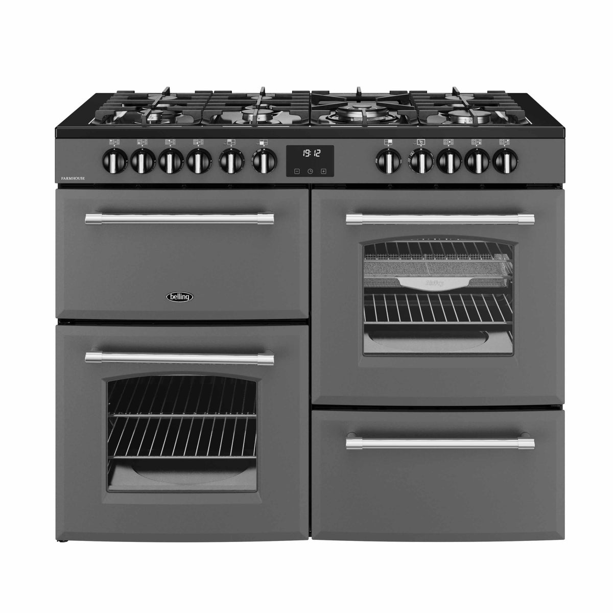 Belling Farmhouse 110DF Dual Fuel Range Cooker – 157L Capacity, 7 Gas Burners, AirFry Mode, Anthracite – Renew 2 U