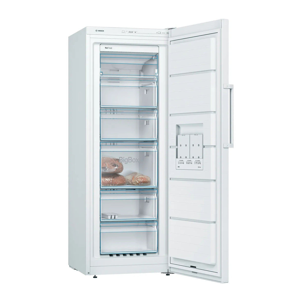 Bosch GSN29VWEVG Series 4 Tall Upright Freezer – 200L Capacity, NoFrost, SuperFreezing, BigBox Drawer, White – Renew 2 U