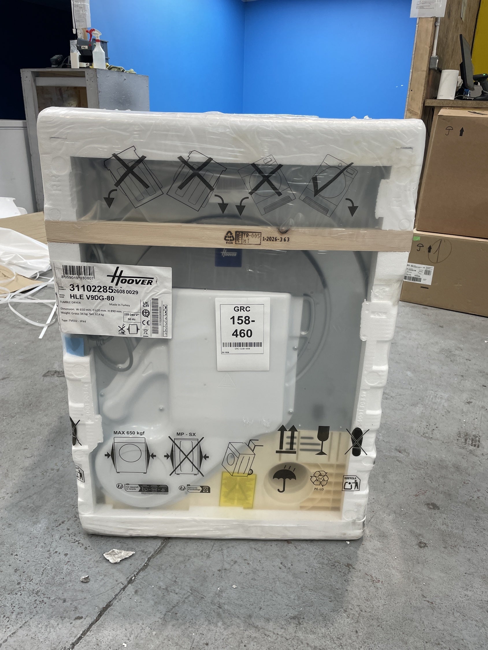 #GRC-158-460 - Hoover HLE V9DG-80 9kg Vented Tumble Dryer