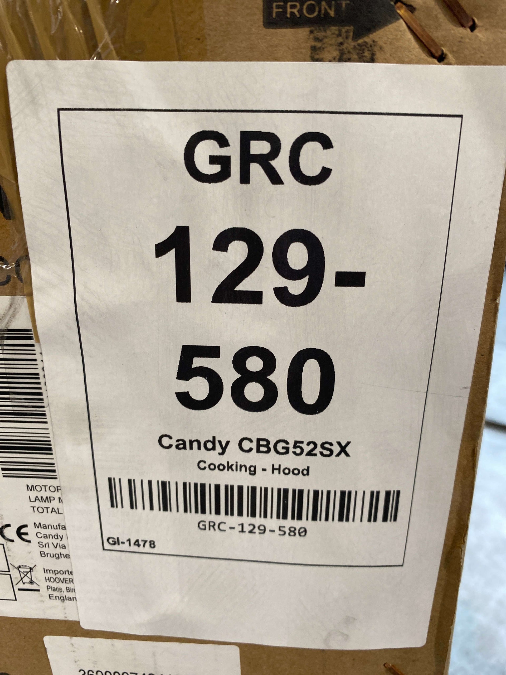 Candy CBG52SX Stainless Steel Canopy Hood