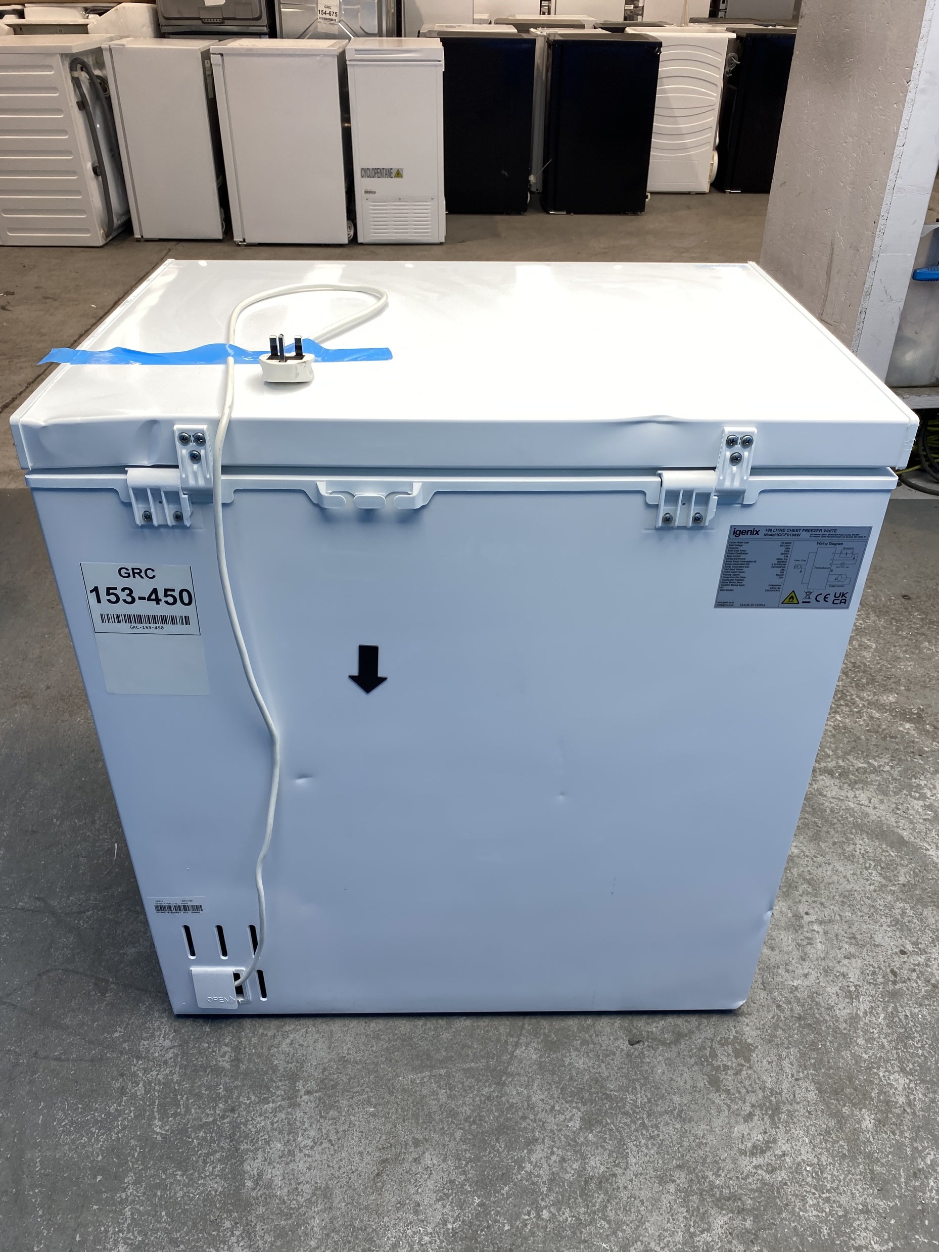 #GRC-153-450 - Igenix IGCF0198W  198 Litre Freestanding Chest Freezer