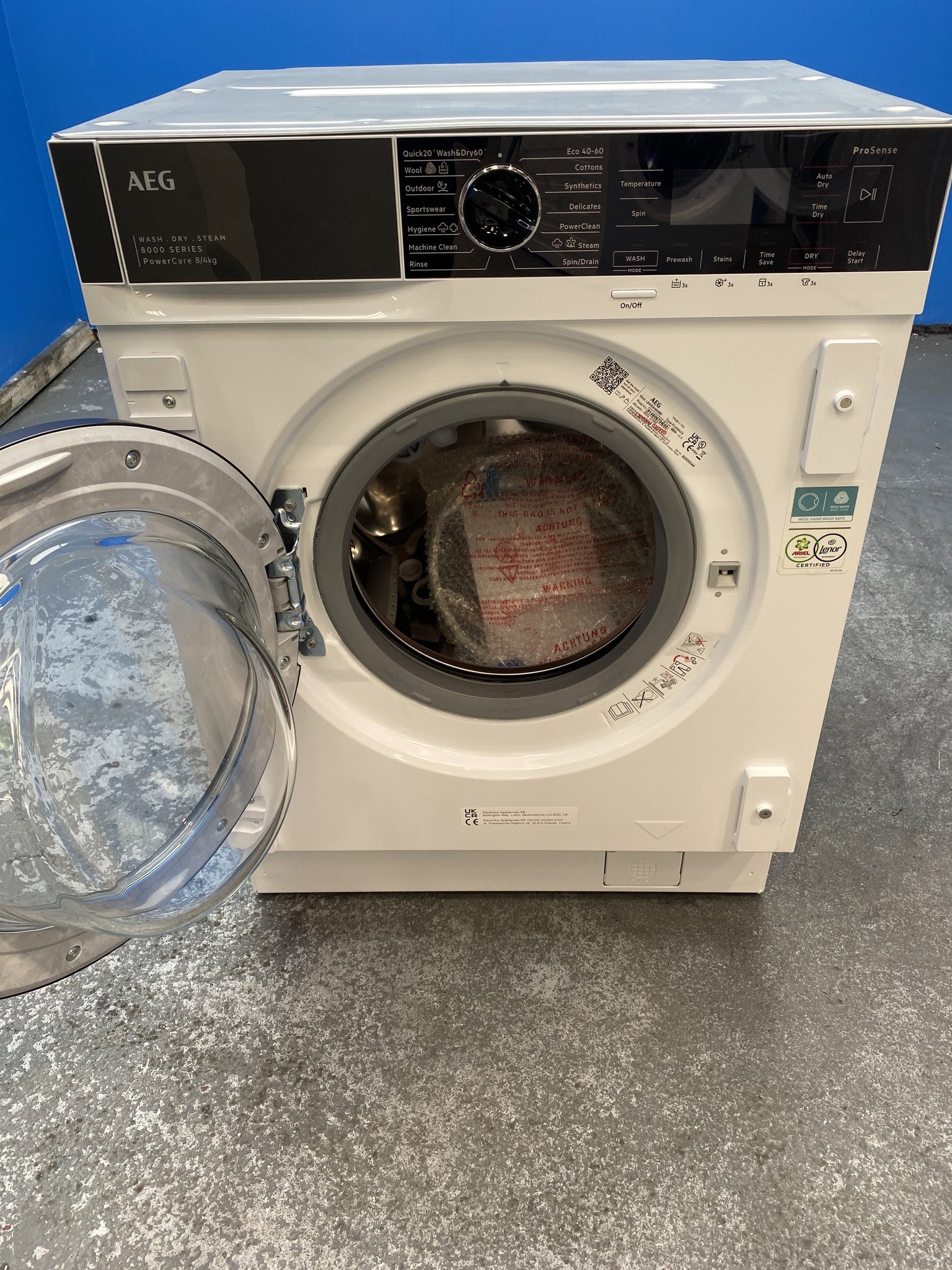 #GRC-155-989 - AEG 8000 PowerCare L8WE84636BI 8/4kg 1600rpm Integrated Washer Dryer
