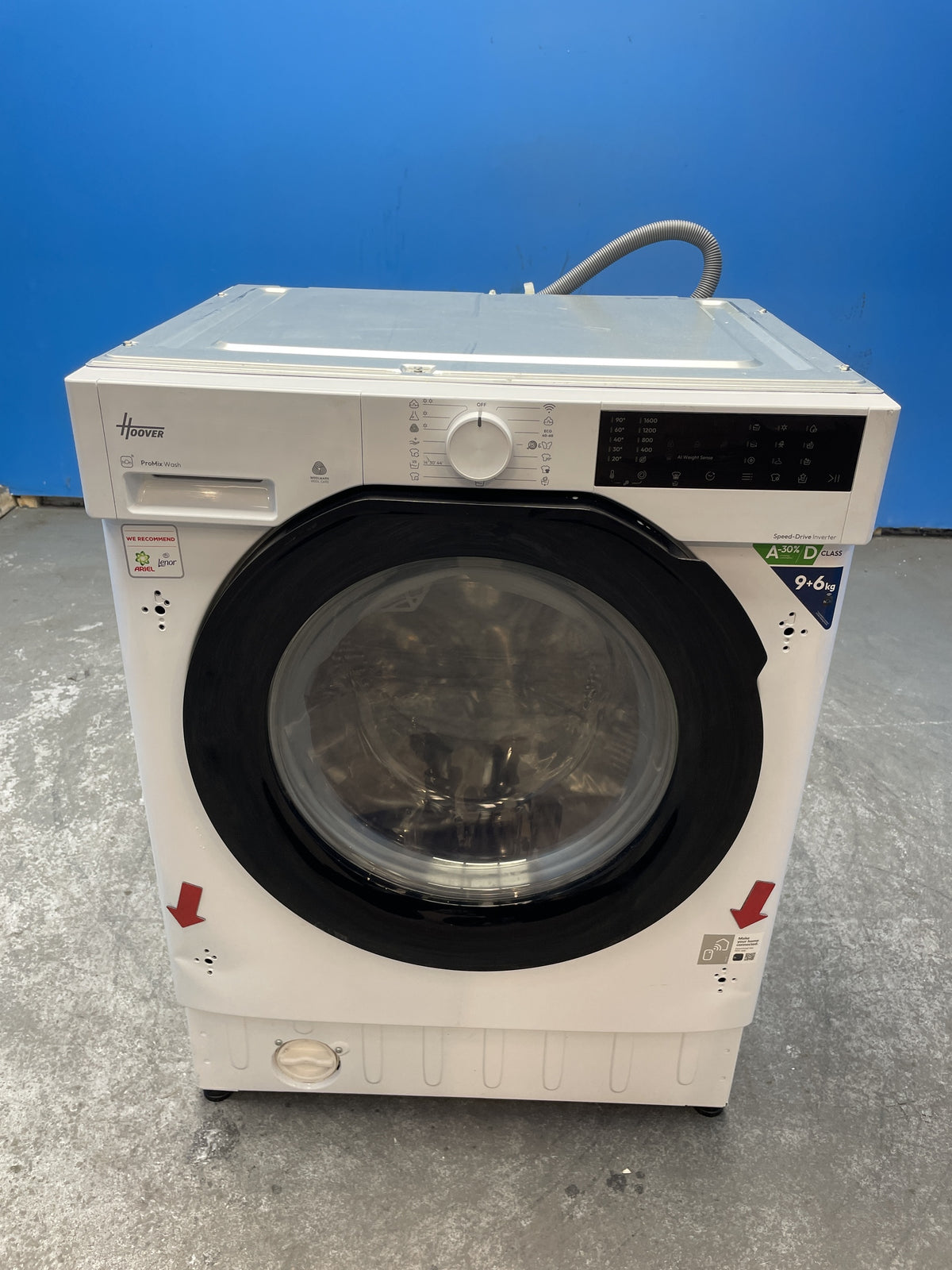 #GRC-163-431 - Hoover Integrated Washer Dryer – 9kg Wash, 6kg Dry, 1600rpm, WiFi Connected, White