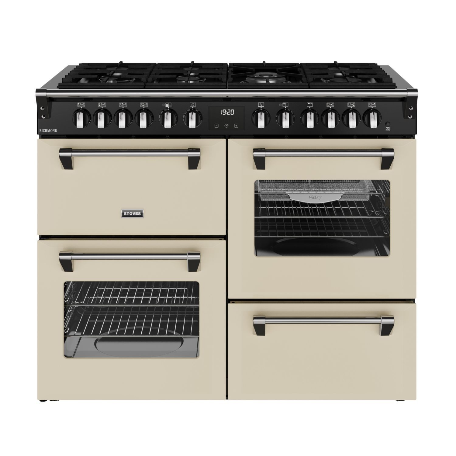 Stoves Richmond 110cm Quad Oven Dual Fuel Range Cooker – 196L, AirFry, Cream – Renew 2 U