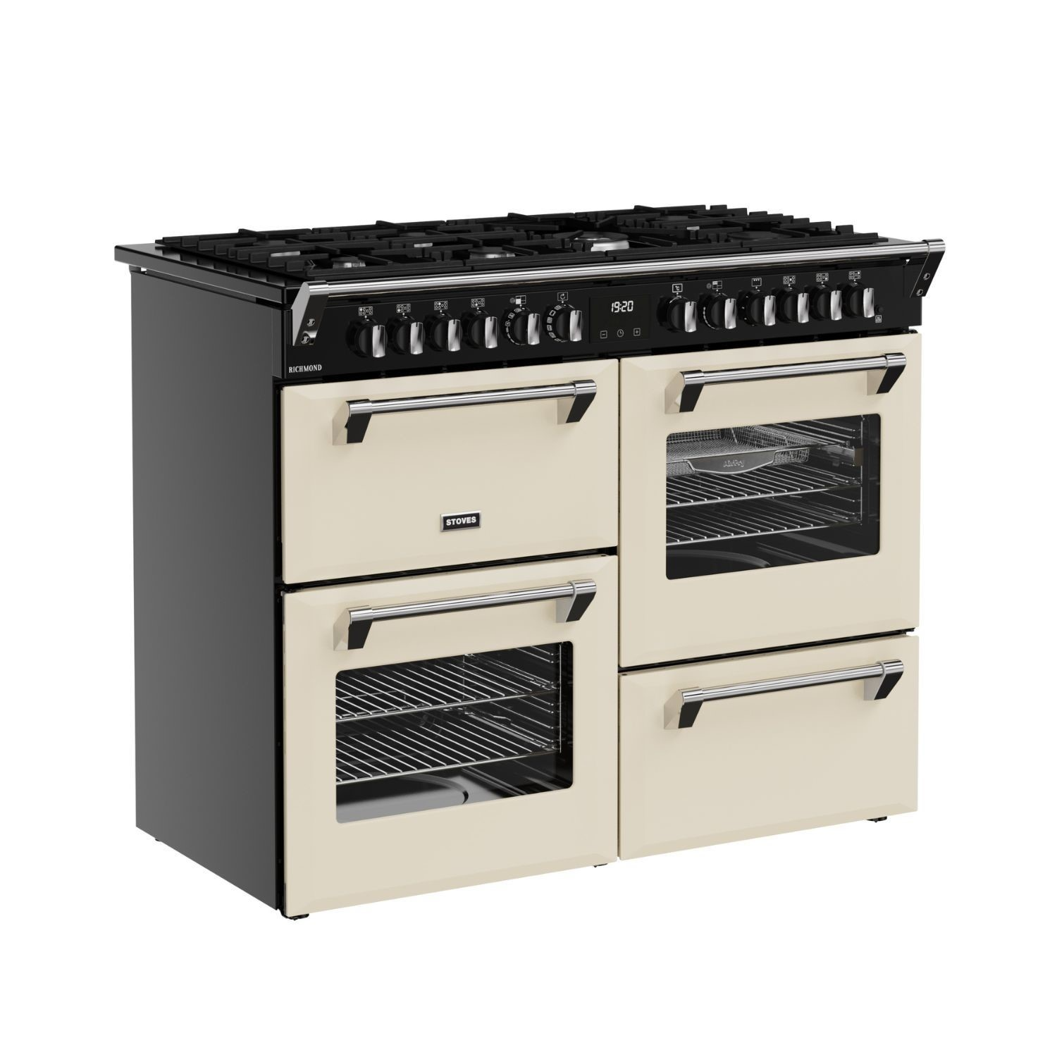 Stoves Richmond 110cm Quad Oven Dual Fuel Range Cooker – 196L, AirFry, Cream – Renew 2 U