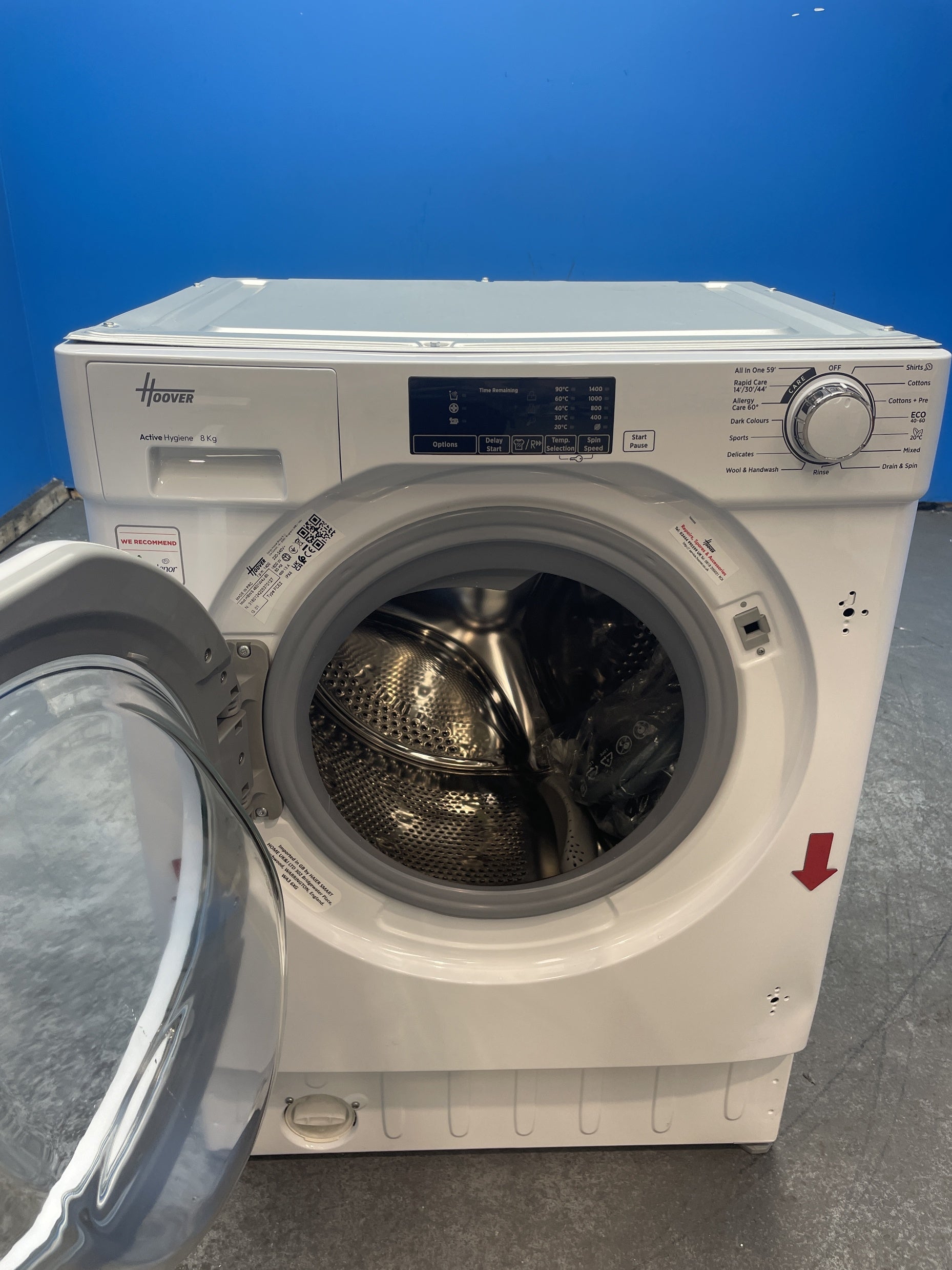 #GRC-162-675 - Hoover Integrated Washing Machine – 8kg, 1400rpm, Steam Care, KG Mode Sensor