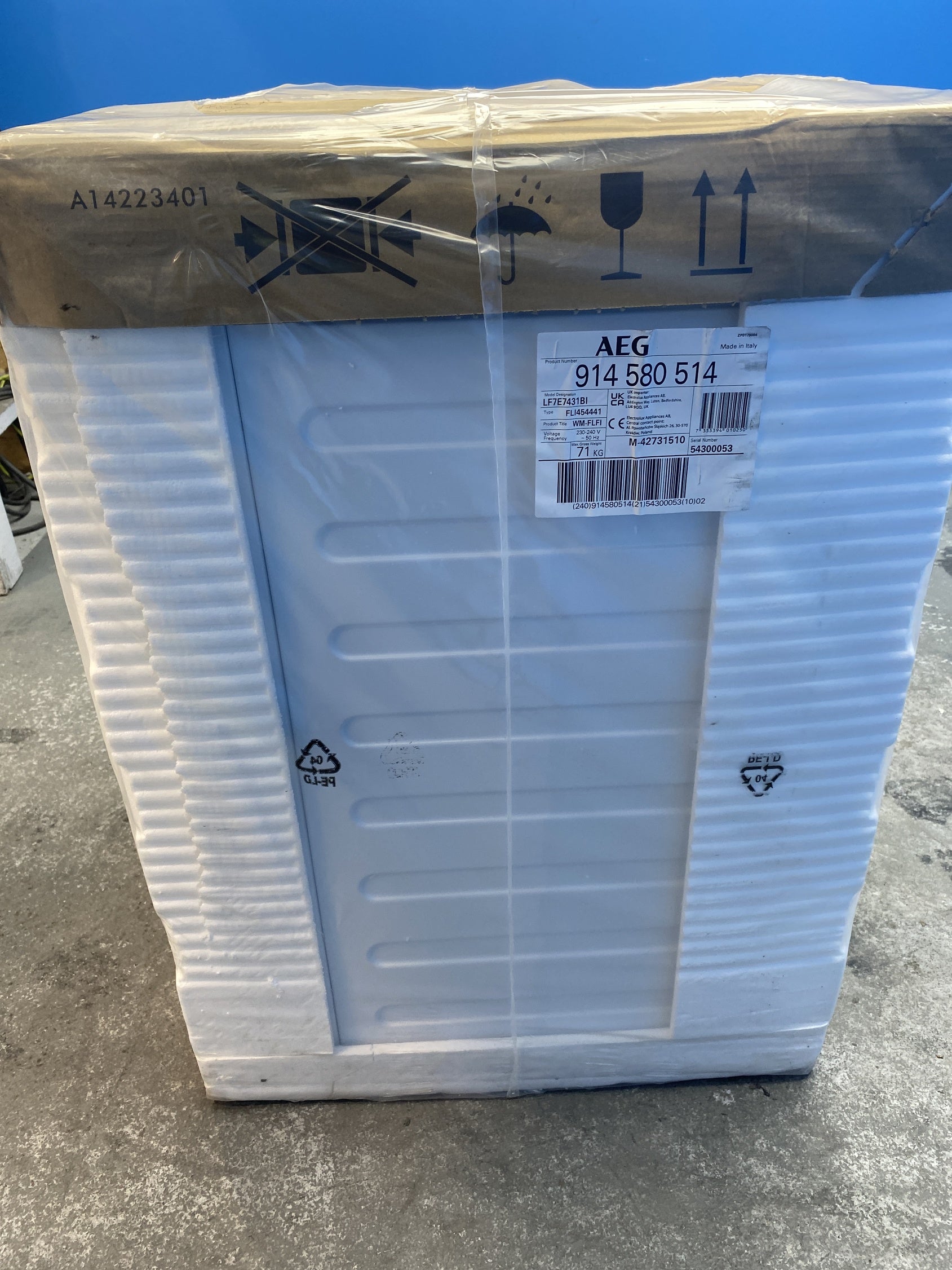 #GRC-154-156 - AEG LF7E7431BI 7000 ProSteam 7kg 1400rpm Integrated Washing Machine