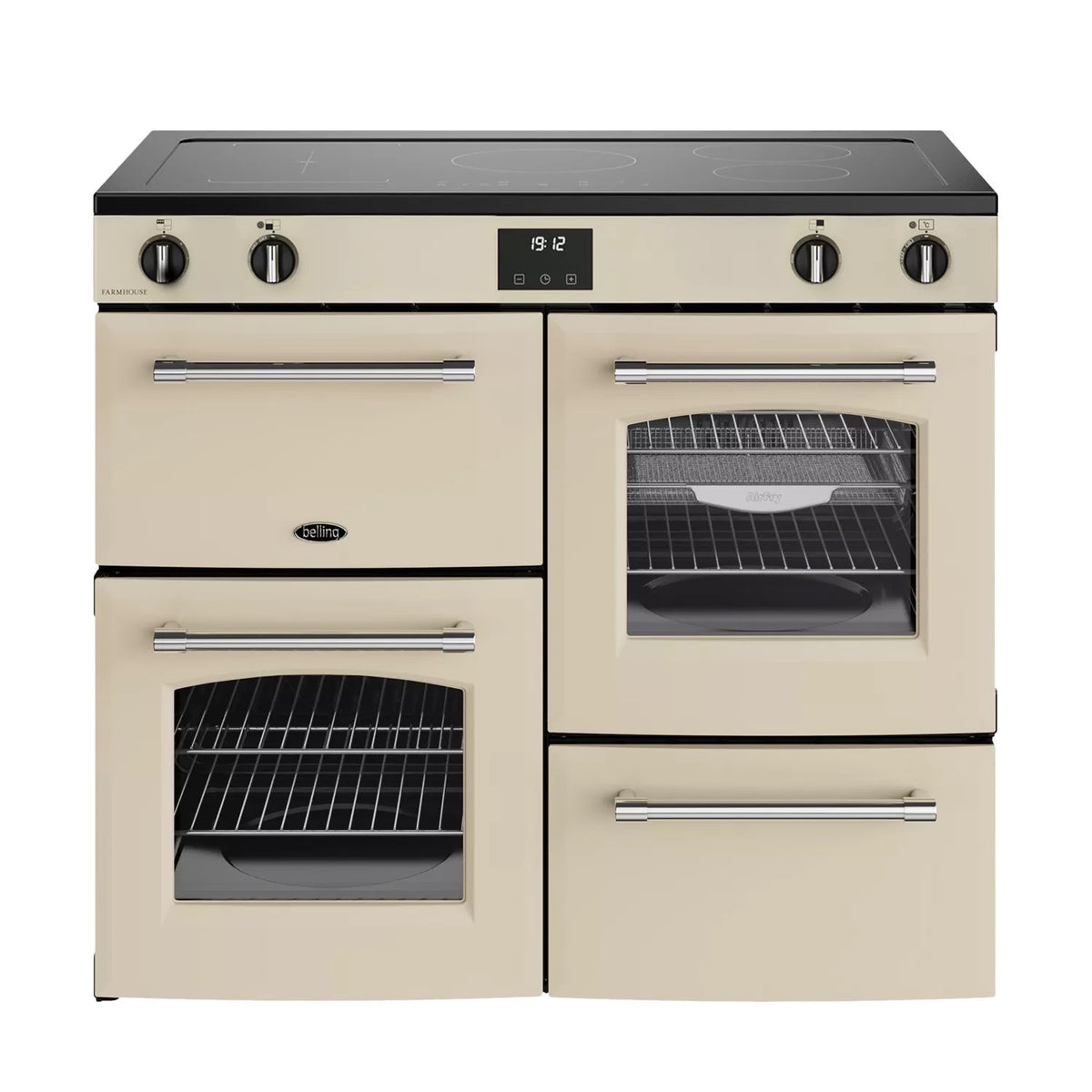 Belling Farmhouse 100Ei 100cm Electric Range Cooker – 5 Zone Induction Hob, AirFry, Cream – Renew 2 U