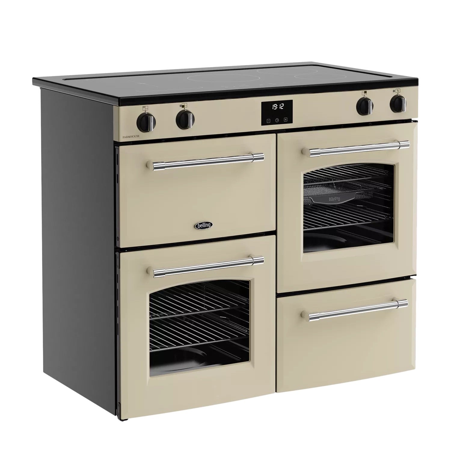 Belling Farmhouse 100Ei 100cm Electric Range Cooker – 5 Zone Induction Hob, AirFry, Cream – Renew 2 U