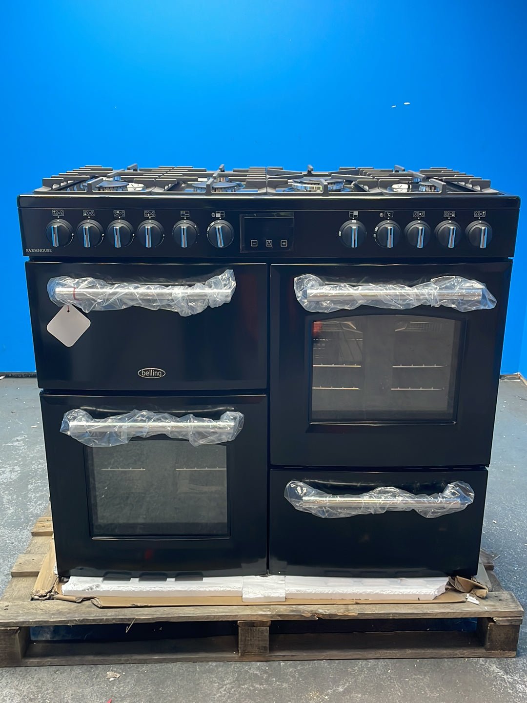 #GRC-164-293 - Belling Farmhouse 100cm Dual Fuel Range Cooker – 157L, AirFry, Black