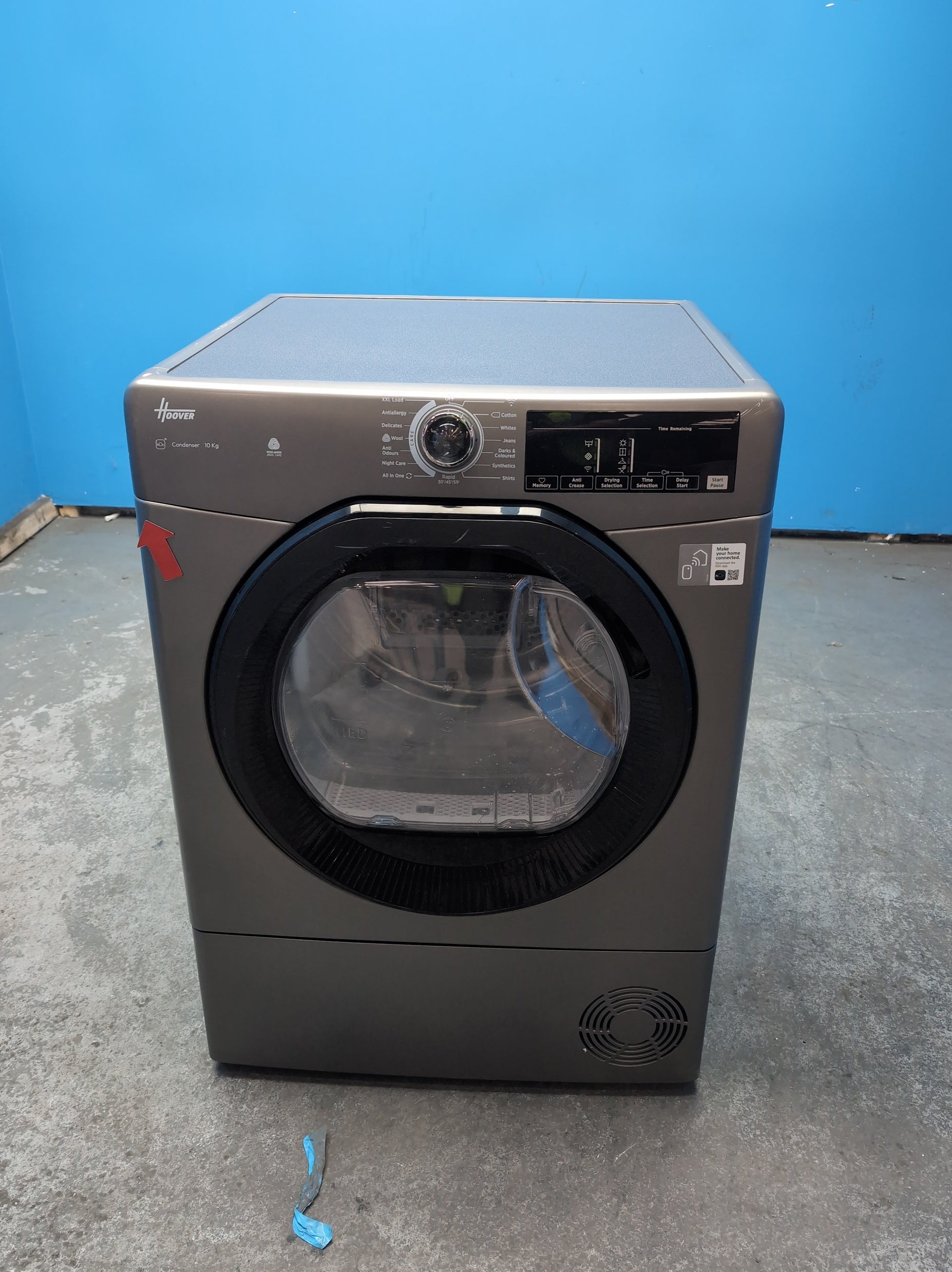 #GRC-163-688 - Hoover 10kg Condenser Tumble Dryer – WiFi Connected, Grey, B Energy Rating