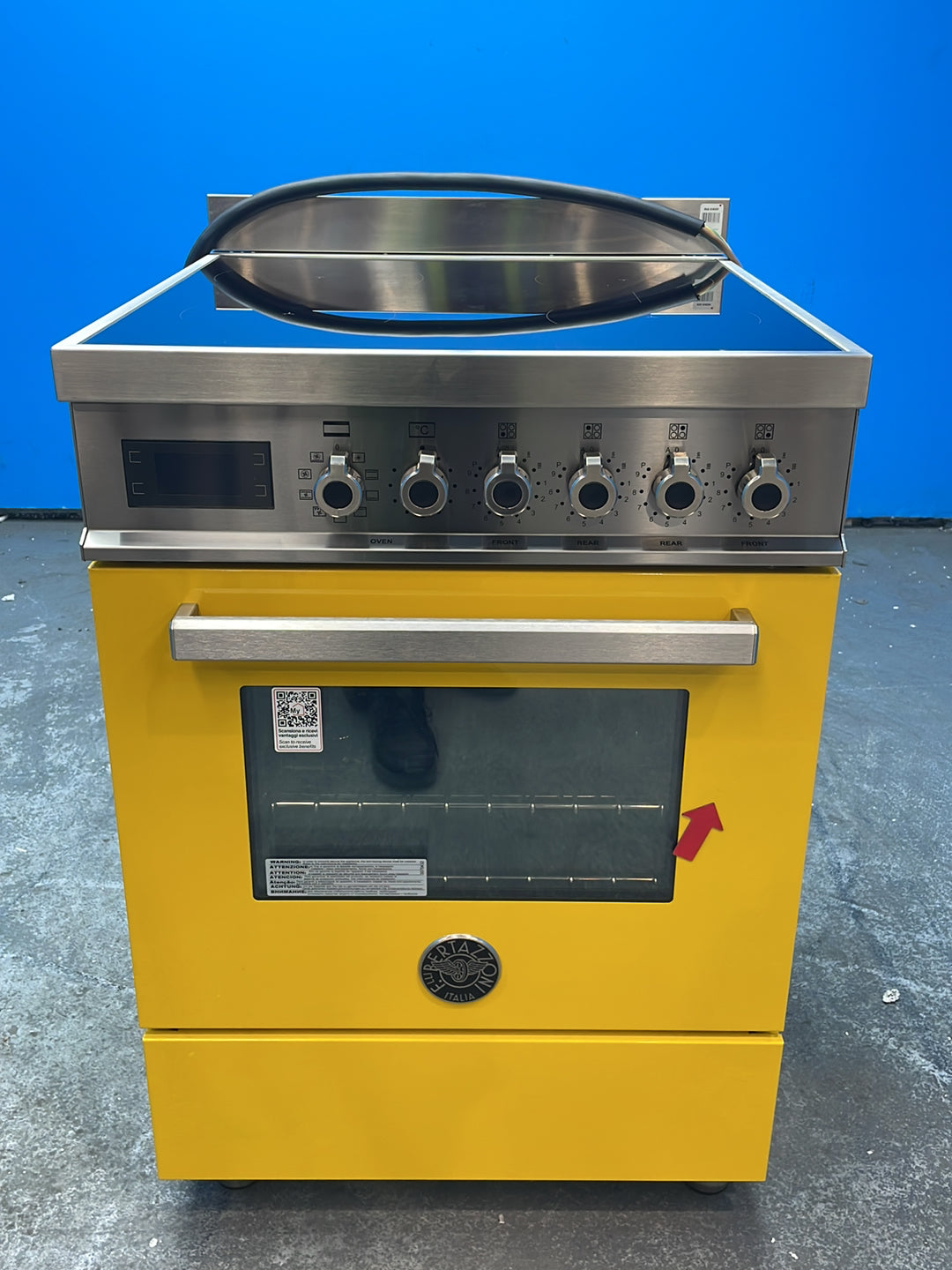 #GRC-164-443 - Bertazzoni Professional 60cm Electric Range Cooker – 69L Oven, 4 Zone Induction Hob, Yellow