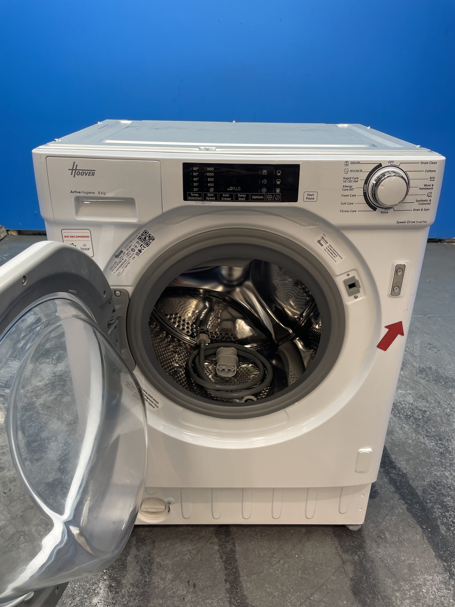 #GRC-163-375 - Hoover H-WASH 300 8kg 1400rpm Integrated Washing Machine – KG Mode Sensor, White