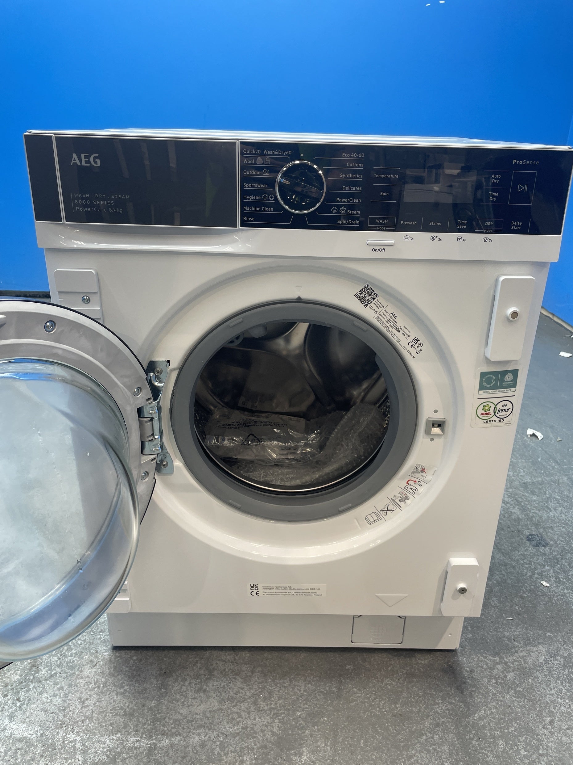 #GRC-159-922 - AEG 8000 PowerCare L8WE84636BI 8/4kg 1600rpm Integrated Washer Dryer
