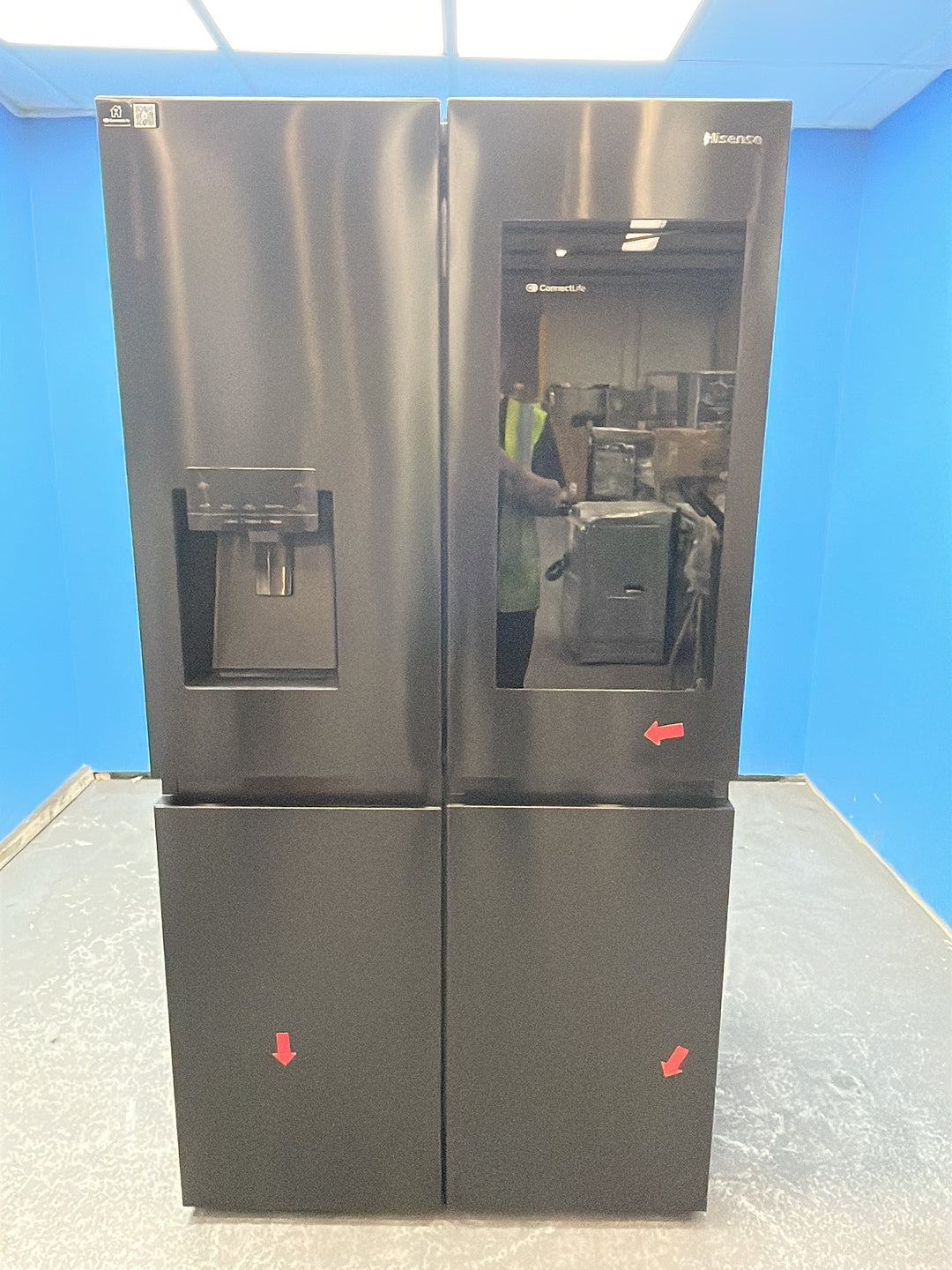 #GRC-163-574 - Hisense American Style Fridge Freezer – 577L, Black, Total No Frost, Smart WiFi