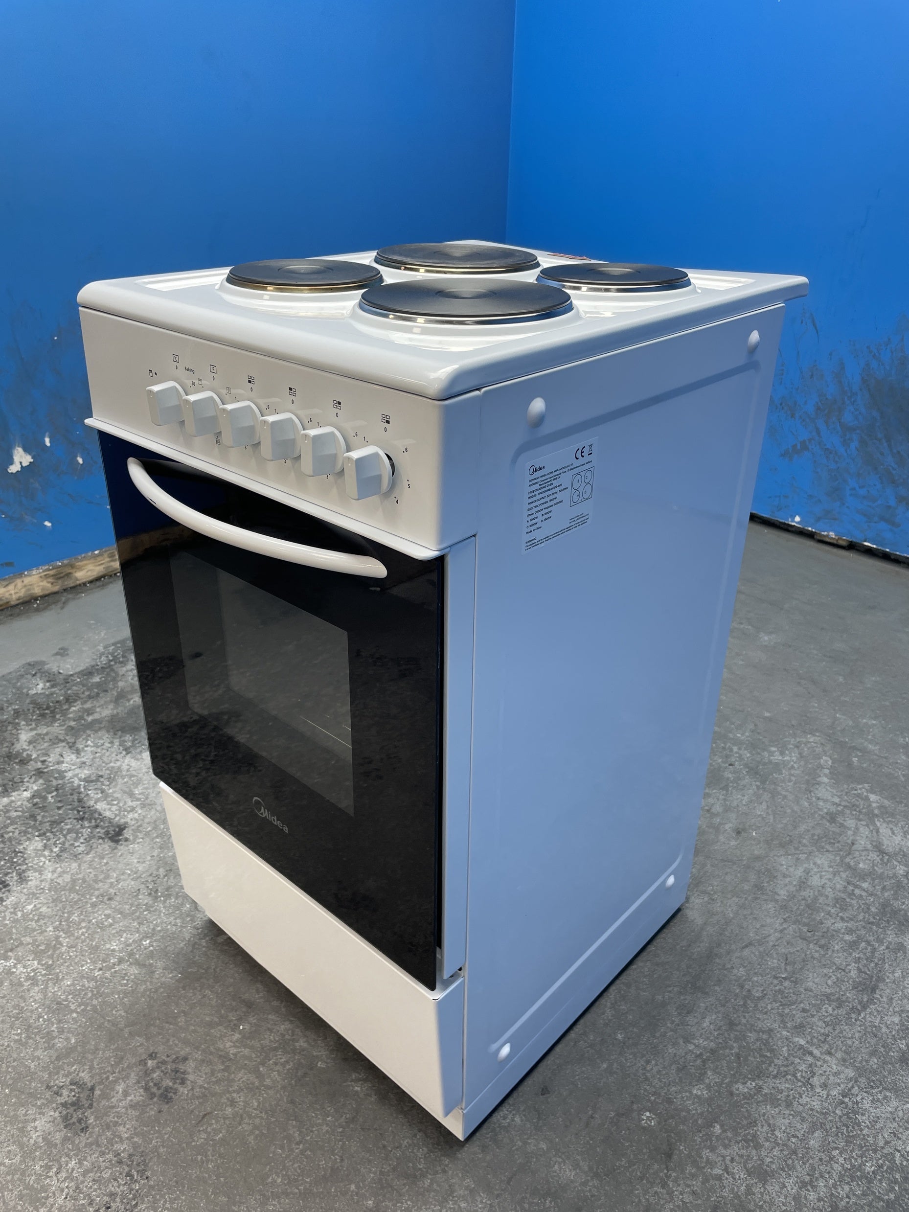 #GRC-163-884 - Midea 50cm Electric Cooker – Solid Plate Hob, Integrated Grill, White