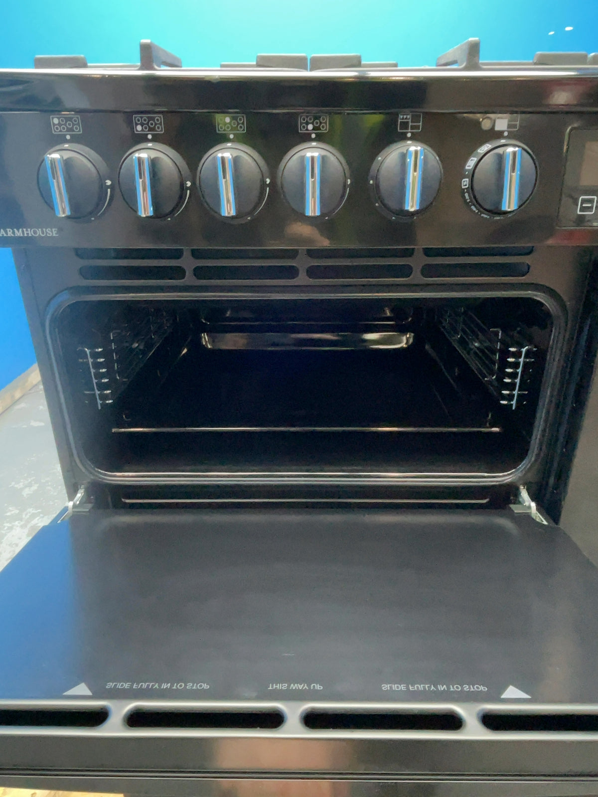 #GRC-159-449 - Belling Farmhouse 100cm Dual Fuel Range Cooker – 157L, AirFry, Black