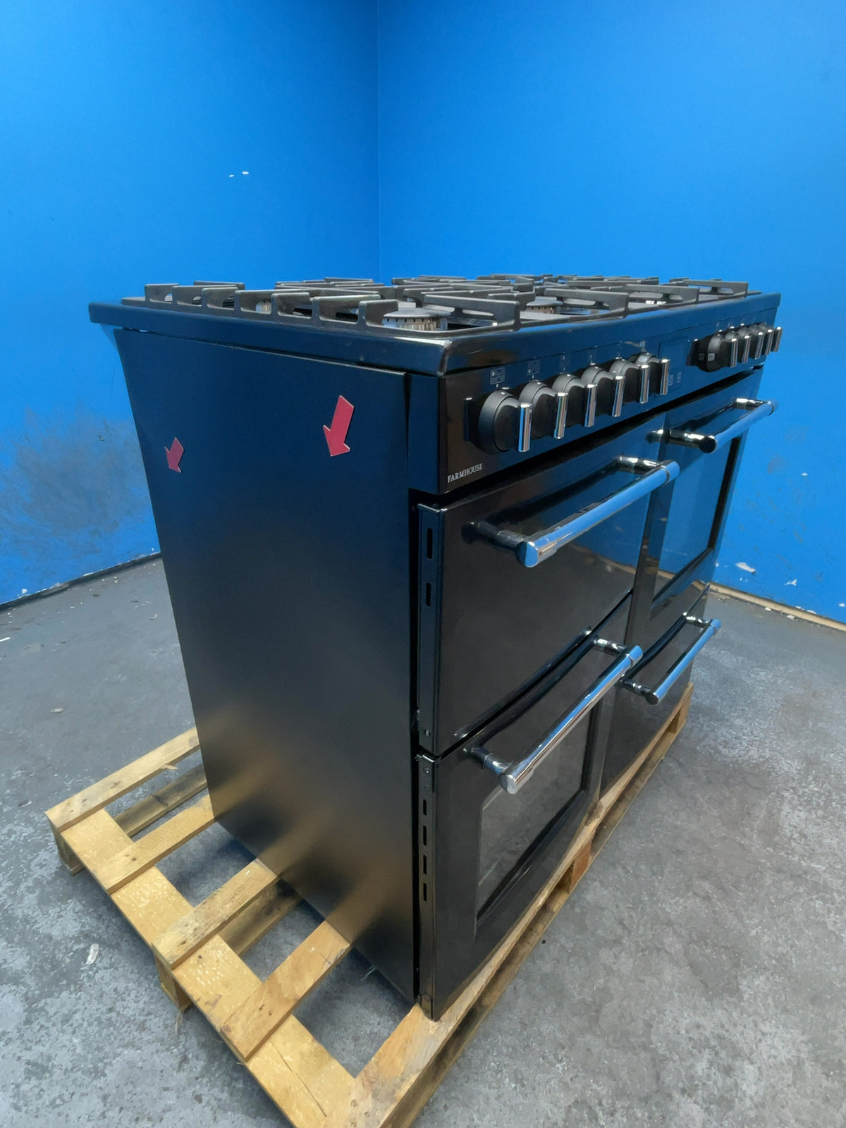 #GRC-159-449 - Belling Farmhouse 100cm Dual Fuel Range Cooker – 157L, AirFry, Black