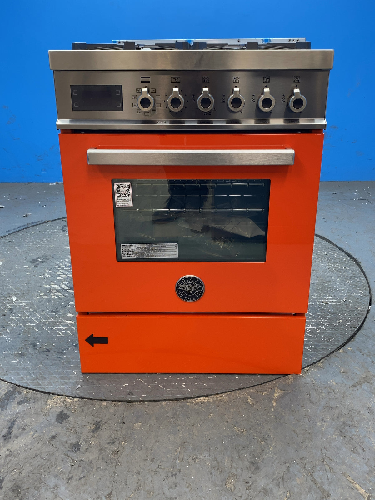 #GRC-163-733 - Bertazzoni 60cm Dual Fuel Range Cooker – 69L, 4 Gas Burners, Cast Iron Supports