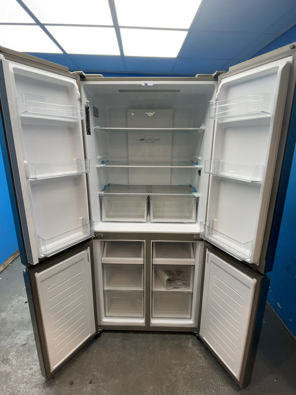 #GRC-163-837 - Haier American Style Fridge Freezer – 467L, Platinum Inox, Total No Frost