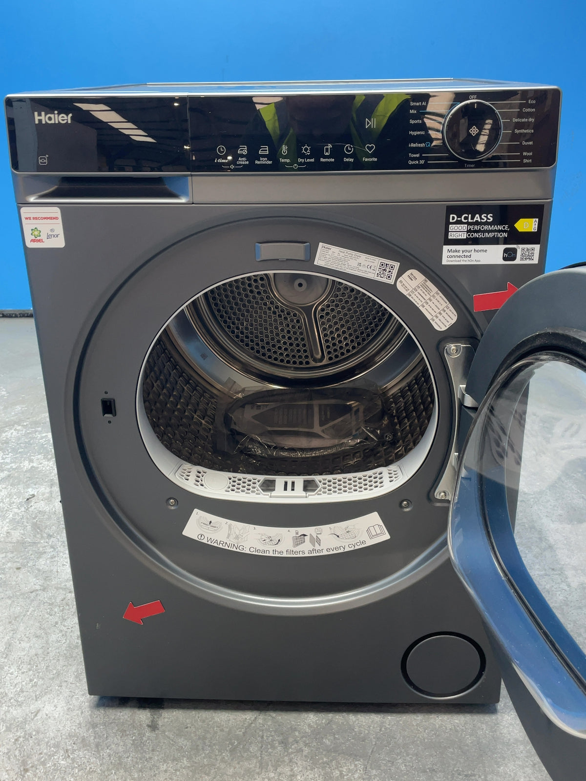 #GRC-164-234 - Haier X Series 5 9kg Heat Pump Tumble Dryer – Grey, D Energy Rating