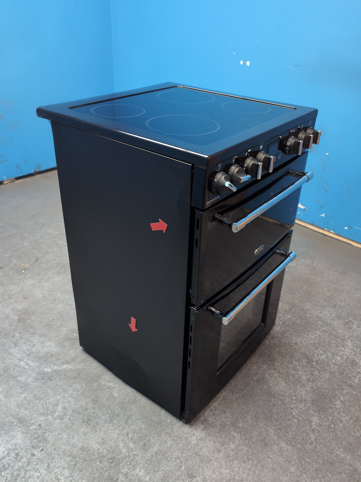 #GRC-164-295 - Belling Farmhouse 60E 60cm Electric Range Cooker – 103L Total Capacity, 4 Zone Ceramic Hob, AirFry Function