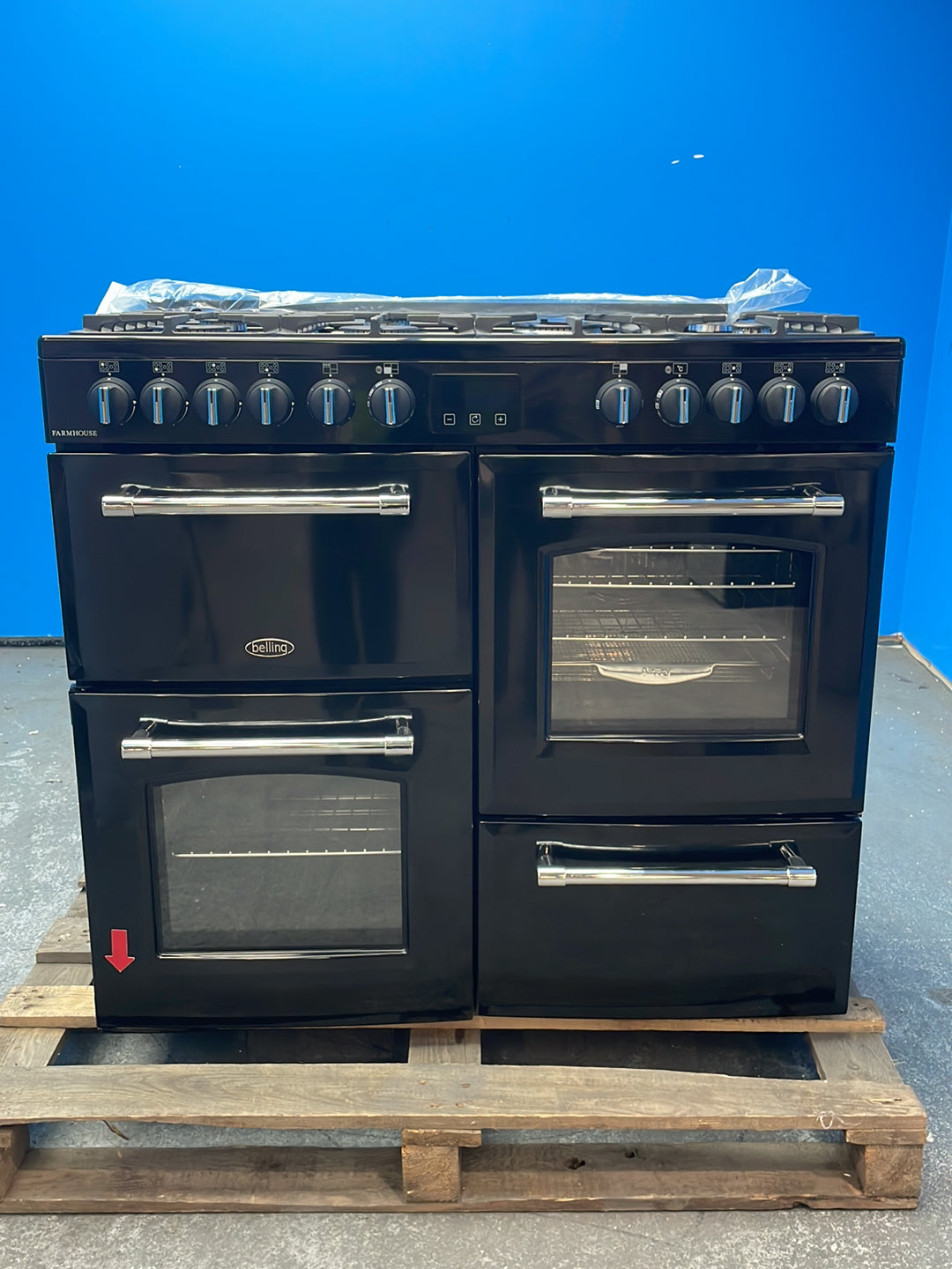 #GRC-164-311 - Belling Farmhouse 100cm Dual Fuel Range Cooker – 157L, AirFry, Black