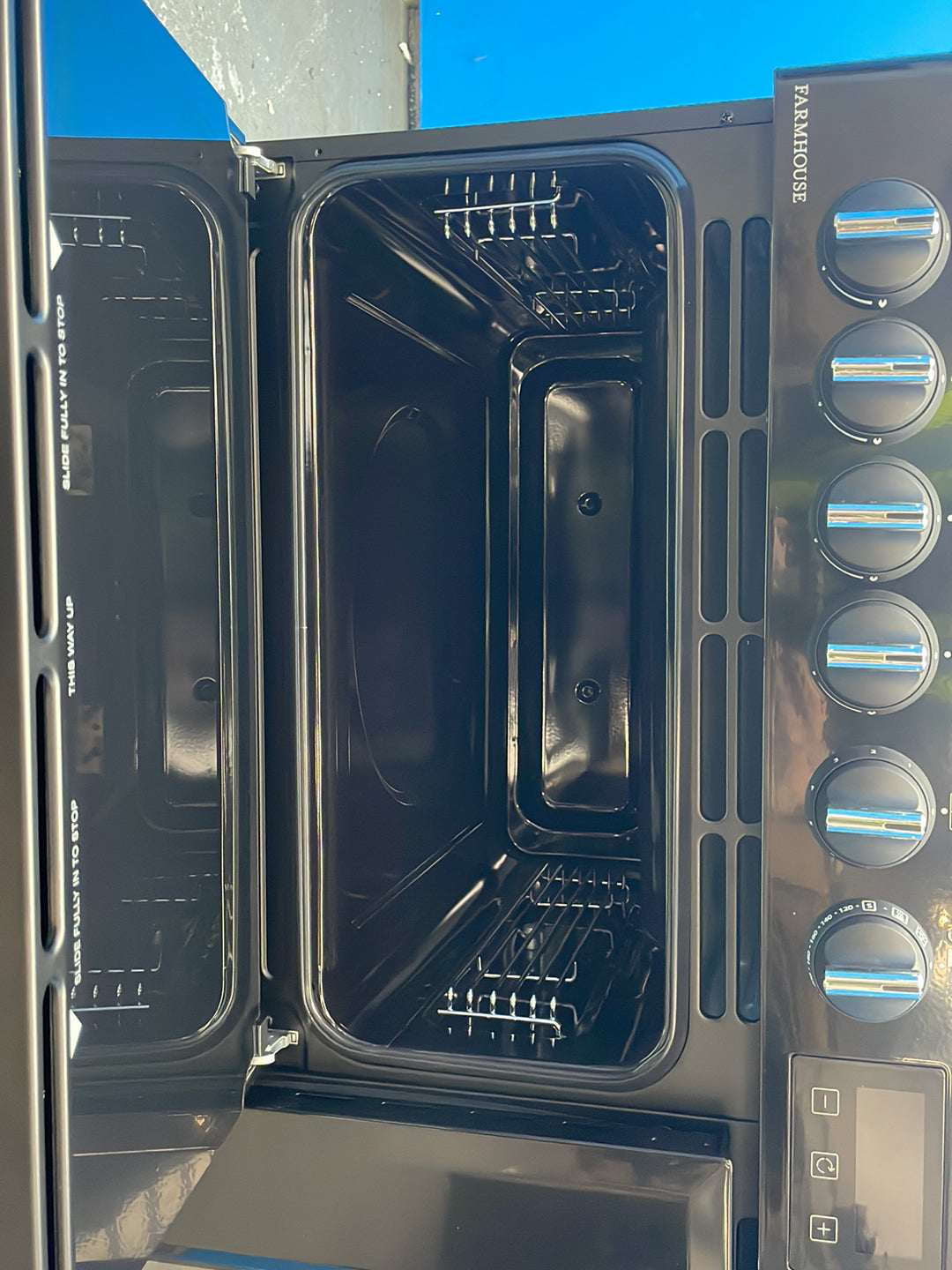 #GRC-164-311 - Belling Farmhouse 100cm Dual Fuel Range Cooker – 157L, AirFry, Black