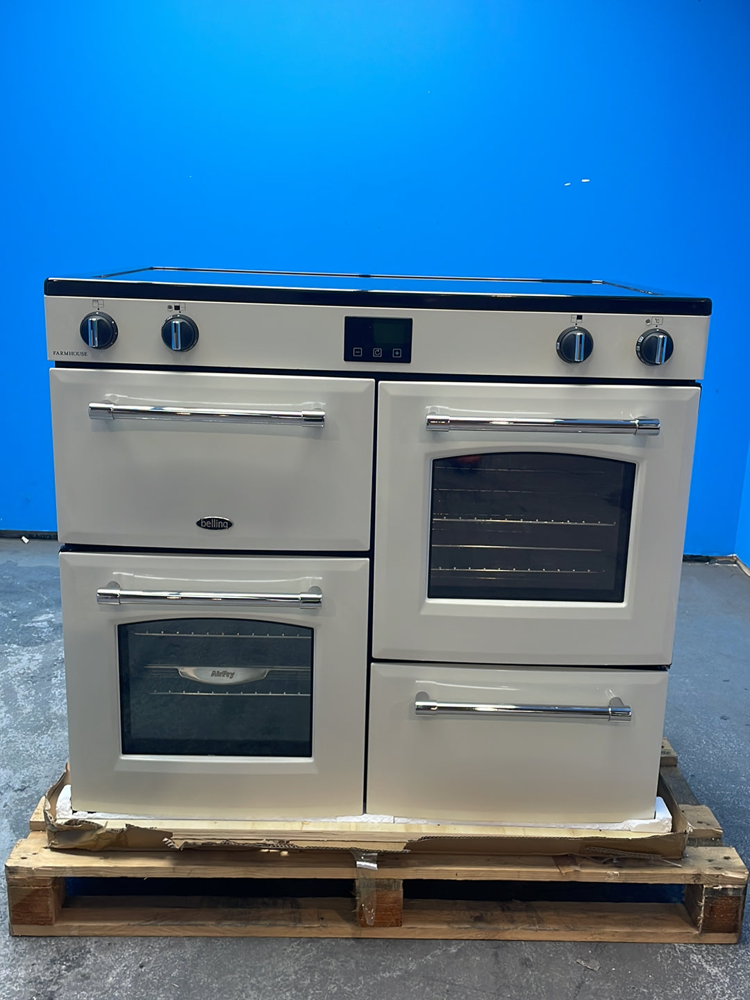 #GRC-164-313 - Belling Farmhouse 100Ei 100cm Electric Range Cooker – 5 Zone Induction Hob, AirFry, Cream